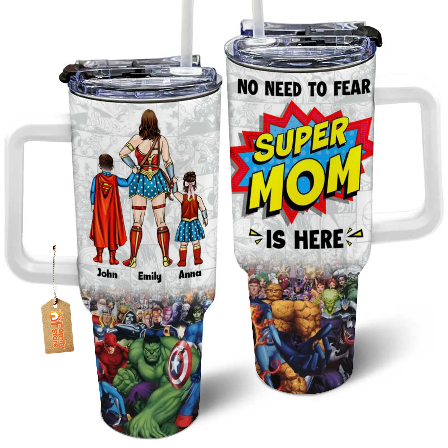 Super Hero Wife Mom Protector And Hero - Gift For Mom - Personalized 40oz Tumbler Cup With Straw - CL02 NA94 - Image 4