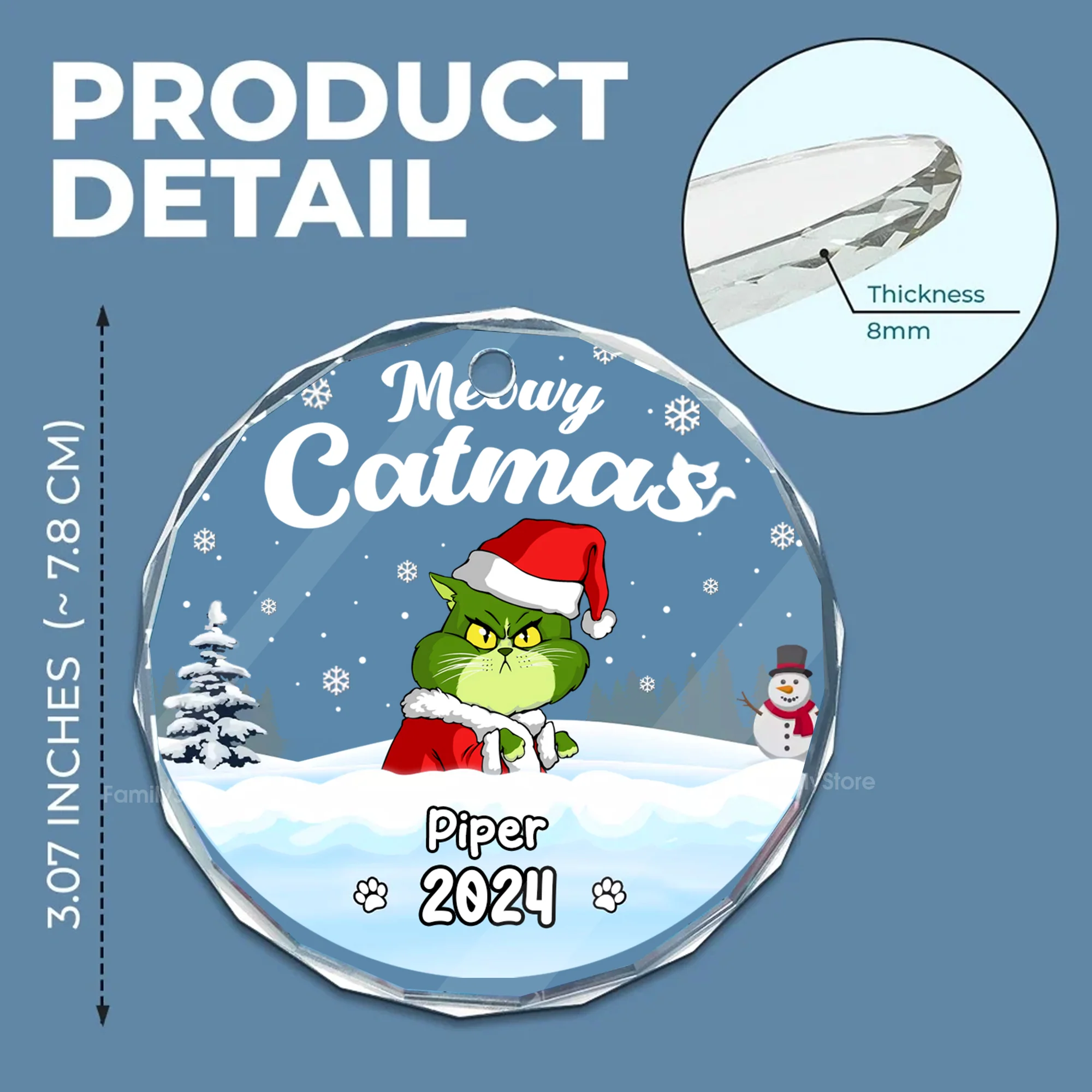 Wishing You A Pawsome And Merry Christmas Grinch Cats- Gift For Cat Lover, Pet Lovers - Personalized Glass Ornament - CL16 NH96 - Image 5