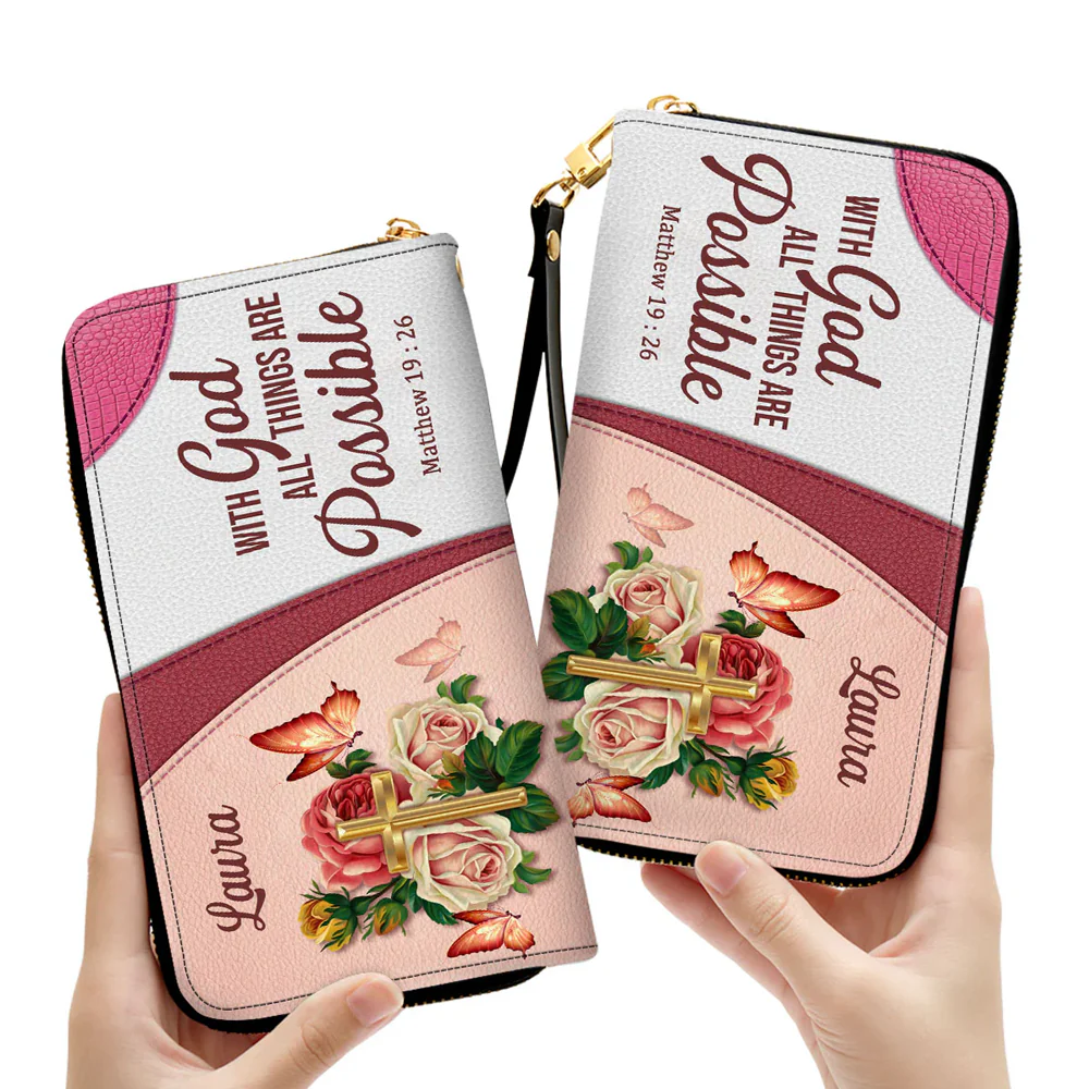 With God All Things Are Possible - Personalized Clutch Purse - Christian Gifts For Religious Women TD118 - Image 2