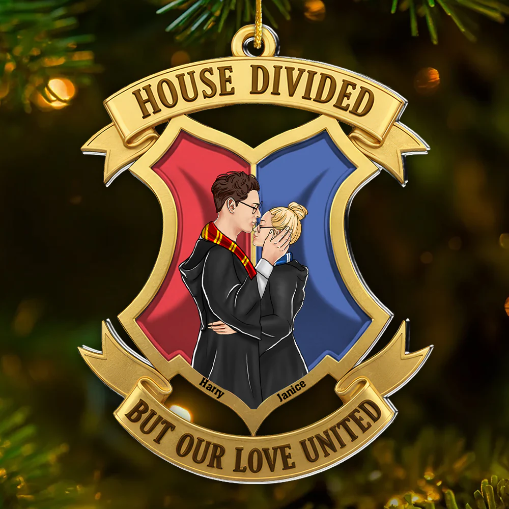 Wizard And Witch House Divided But Our Love United - Personalized Acrylic Ornament - Gift For Couples | CL20 NL122