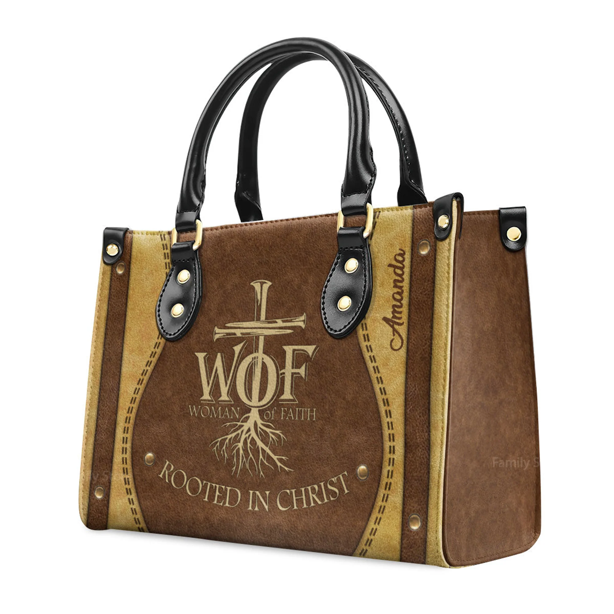 Woman Of Faith Beautiful - Awesome Personalized Leather Handbag - AT4081463 - Image 3