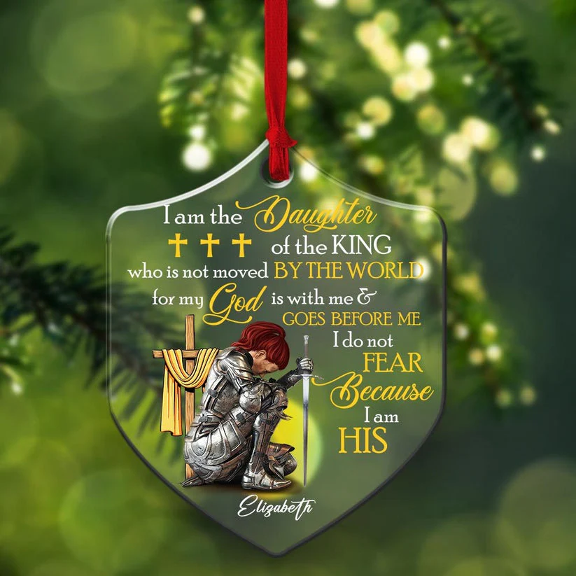 Woman Warrior Of God, I Am The Daughter Of The King - Personalized Acrylic Ornament | CLGOD03 NL122 - Image 3