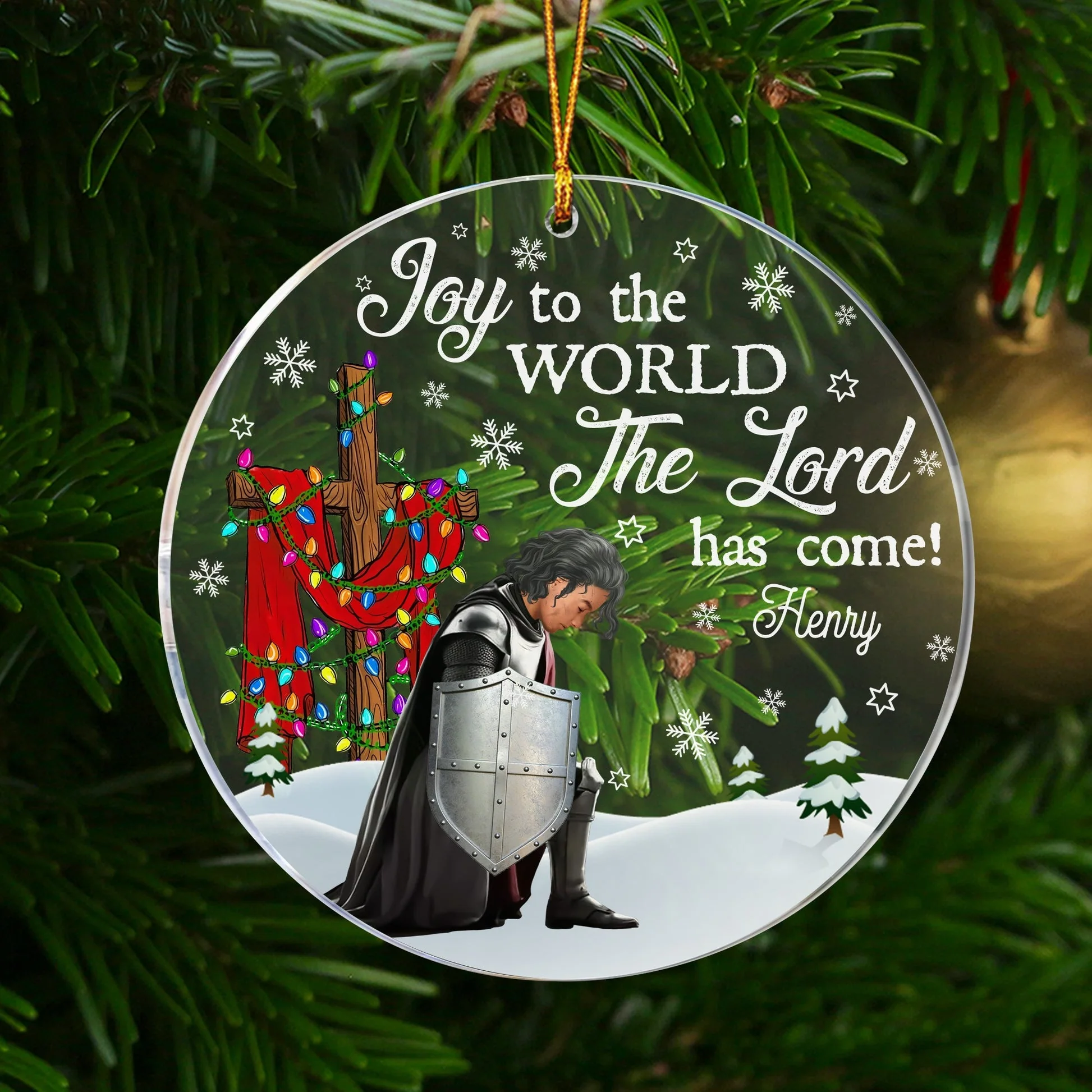 Woman Warrior Of God Joy To The World The Lord Has Come - Personalized Acrylic Ornament | CLGOD03 NL122 - Image 2