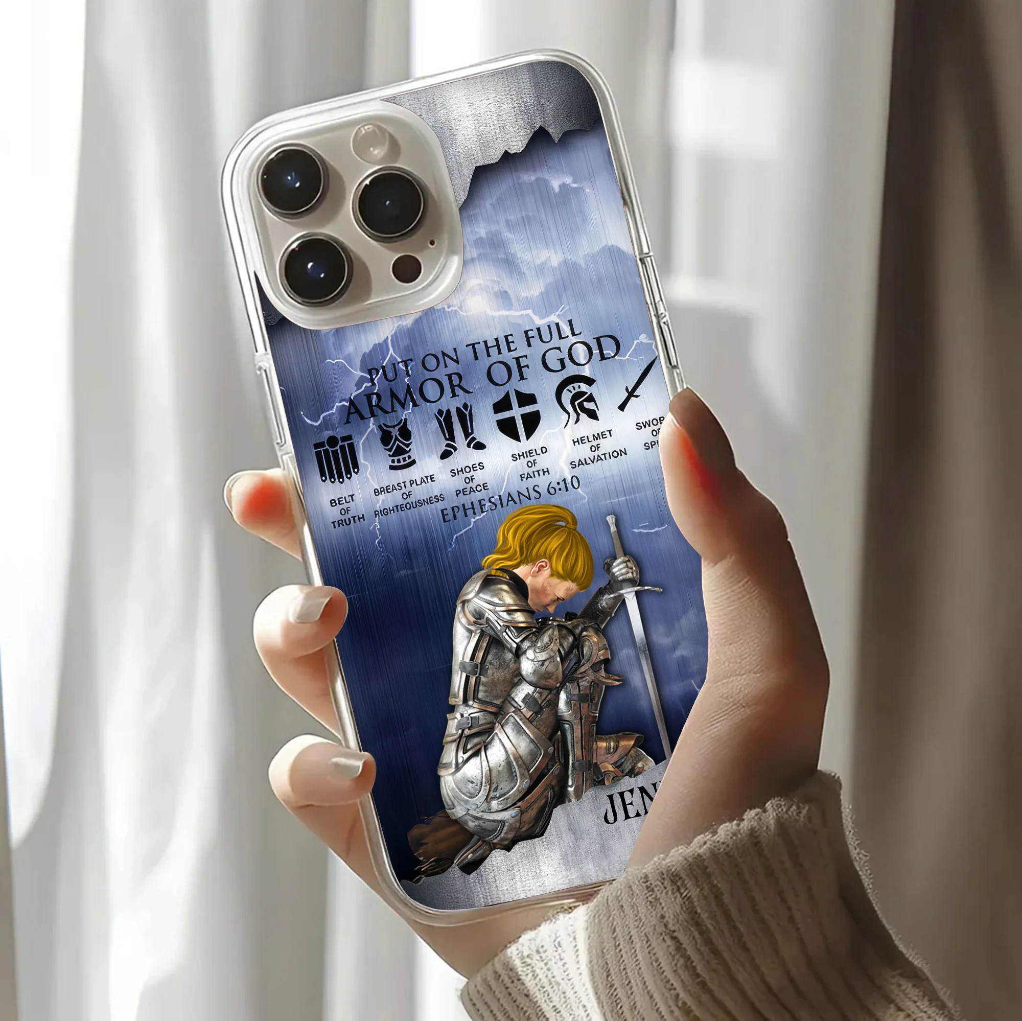 Woman Warrior of God Put On The Full Armor Of God - Personalized Phone Case | CLGO03 TD118 - Image 3
