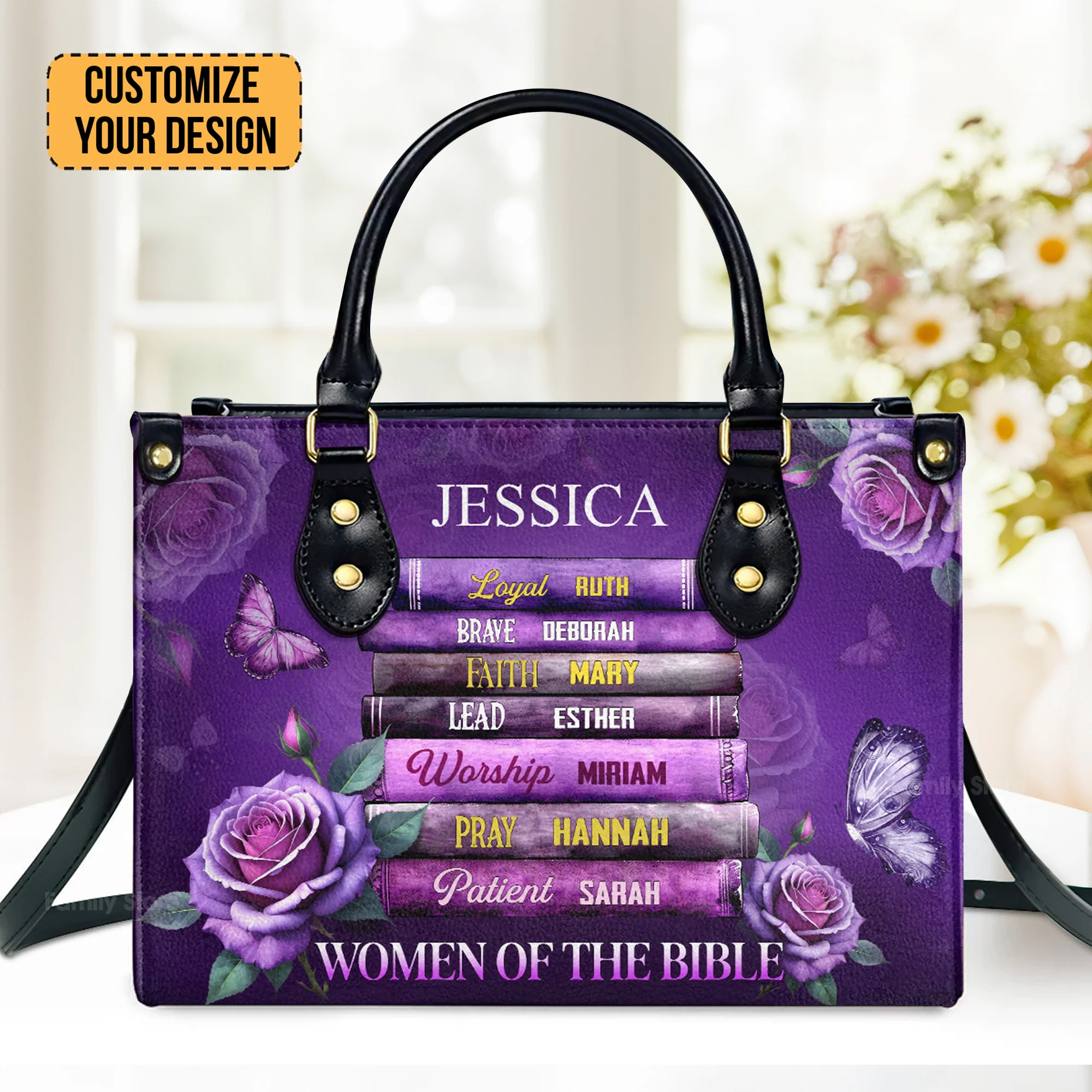 Women Of Bible - Scripture Gifts For Women Of God - Personalized Leather Handbag With Handle - AT4081464 - Image 2
