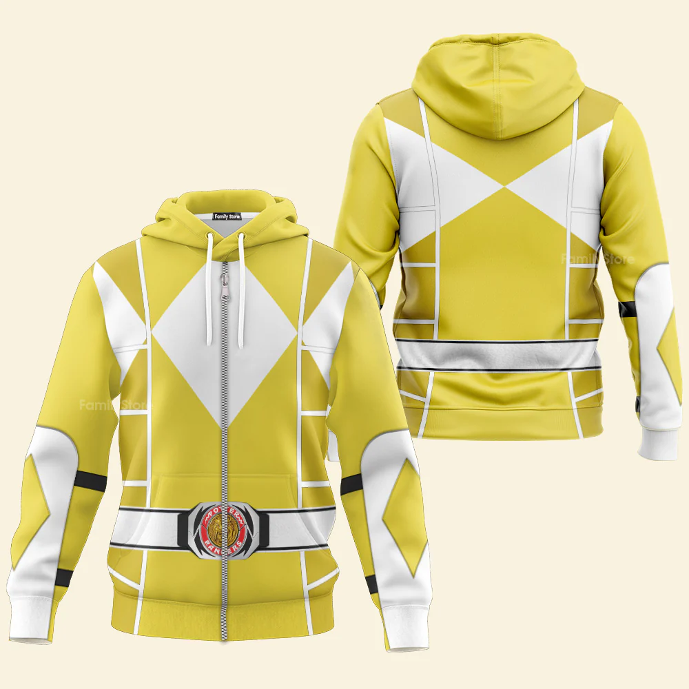 Yellow Mighty Morphin Power Ranger Cosplay C2 - Hoodie Set, Sweatshirt, Sweatpants PRHS94 - Image 4