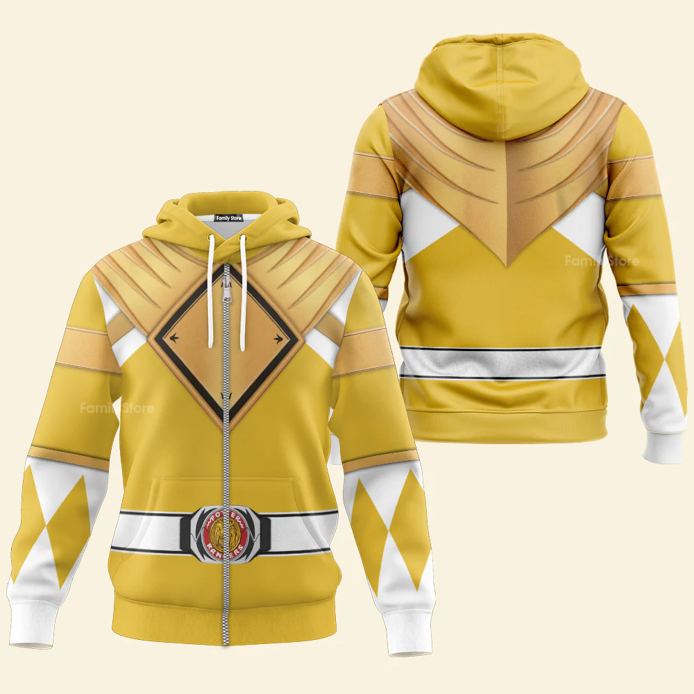 Yellow Ranger Dragon Shield Mighty Morphin Power Ranger- Hoodie Set, Sweatshirt, Sweatpants PRHS27 - Image 3