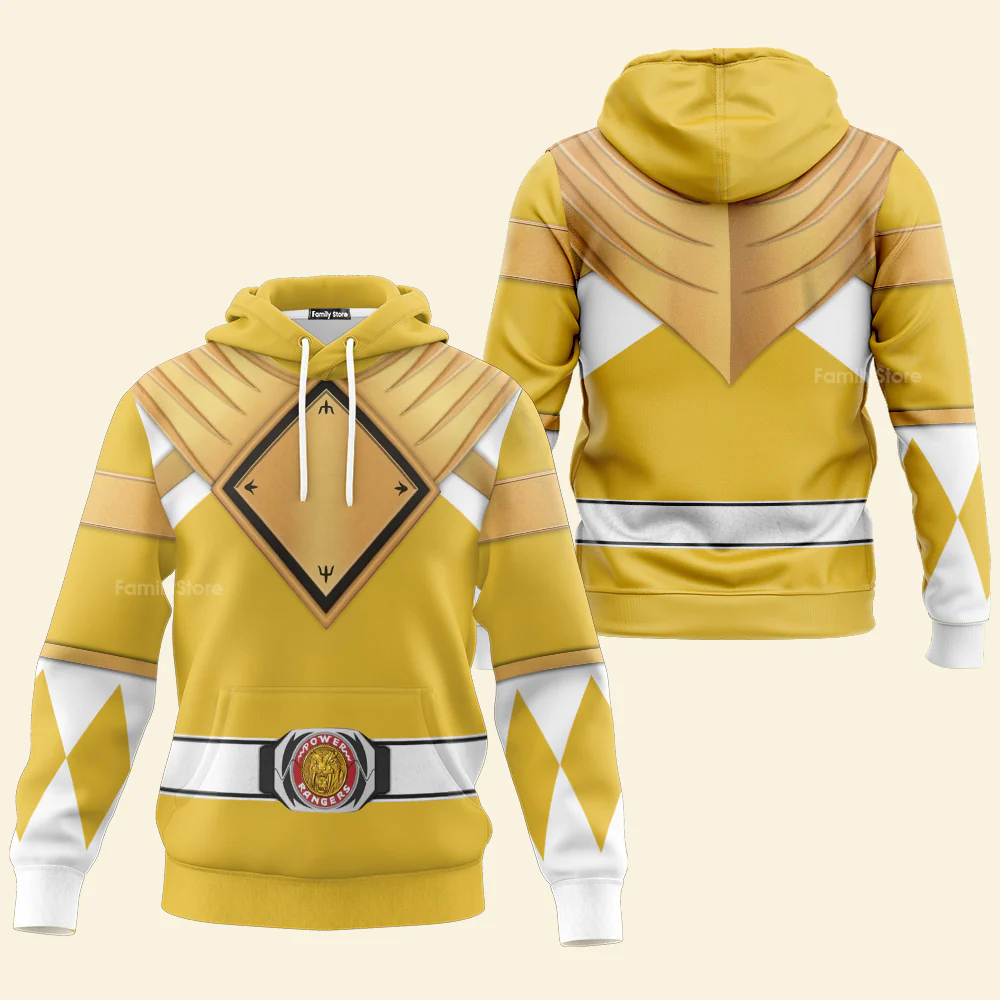 Yellow Ranger Dragon Shield Mighty Morphin Power Ranger- Hoodie Set, Sweatshirt, Sweatpants PRHS27 - Image 4