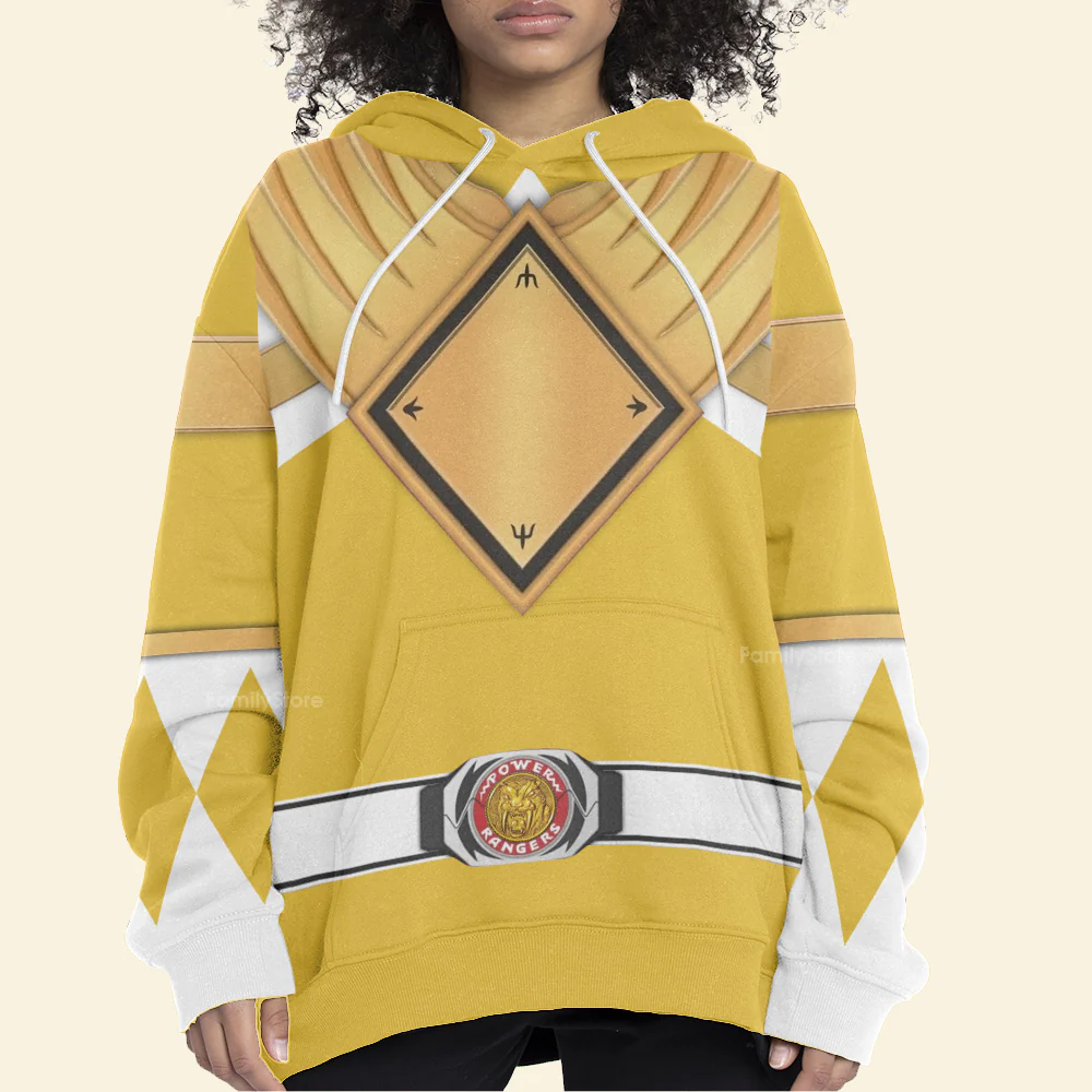 Yellow Ranger Dragon Shield Mighty Morphin Power Ranger- Hoodie Set, Sweatshirt, Sweatpants PRHS27 - Image 6
