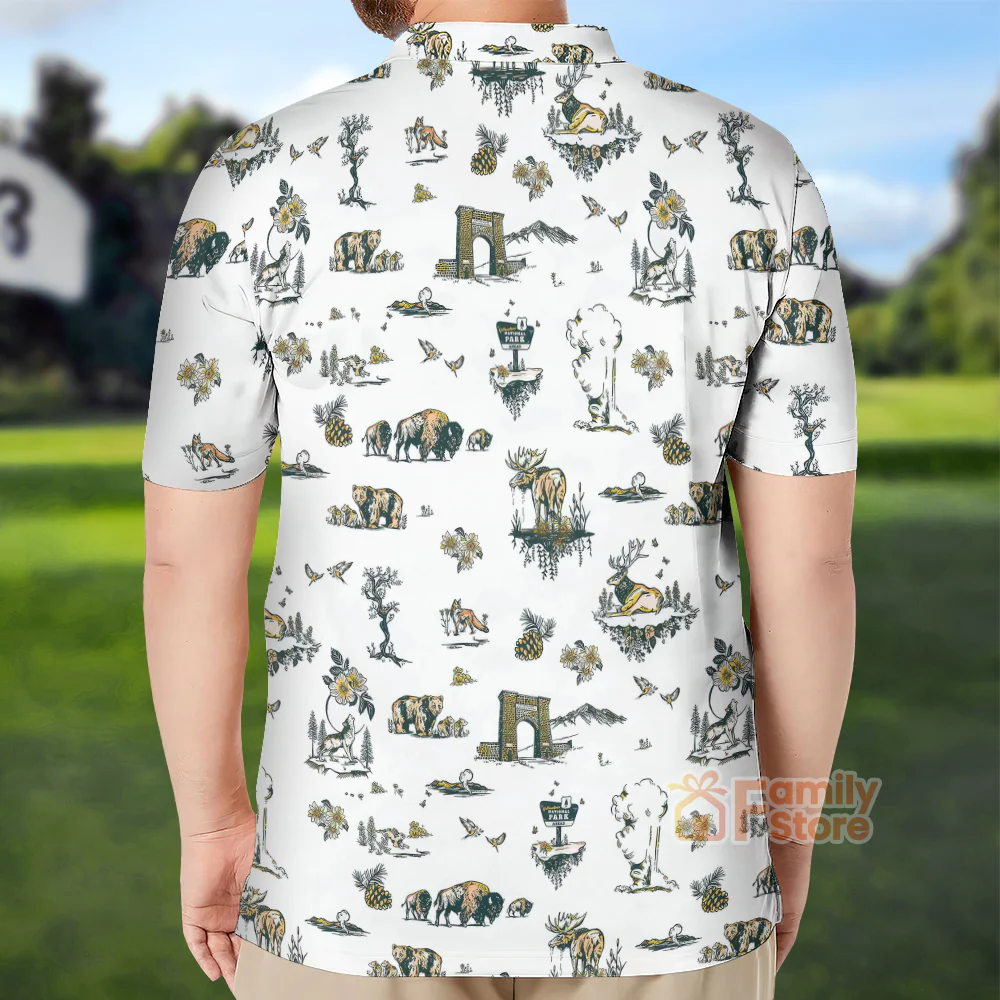 Yellowstone National Park Pattern - Men Polo Shirt - Image 2