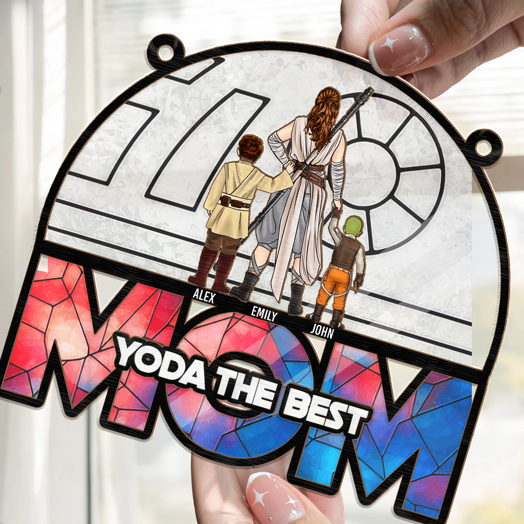 Stwa Yoda The Best Mom - Gift For Mother - Window Hanging Window Hanging Suncatcher Ornament - CL08 NH96 - Image 2