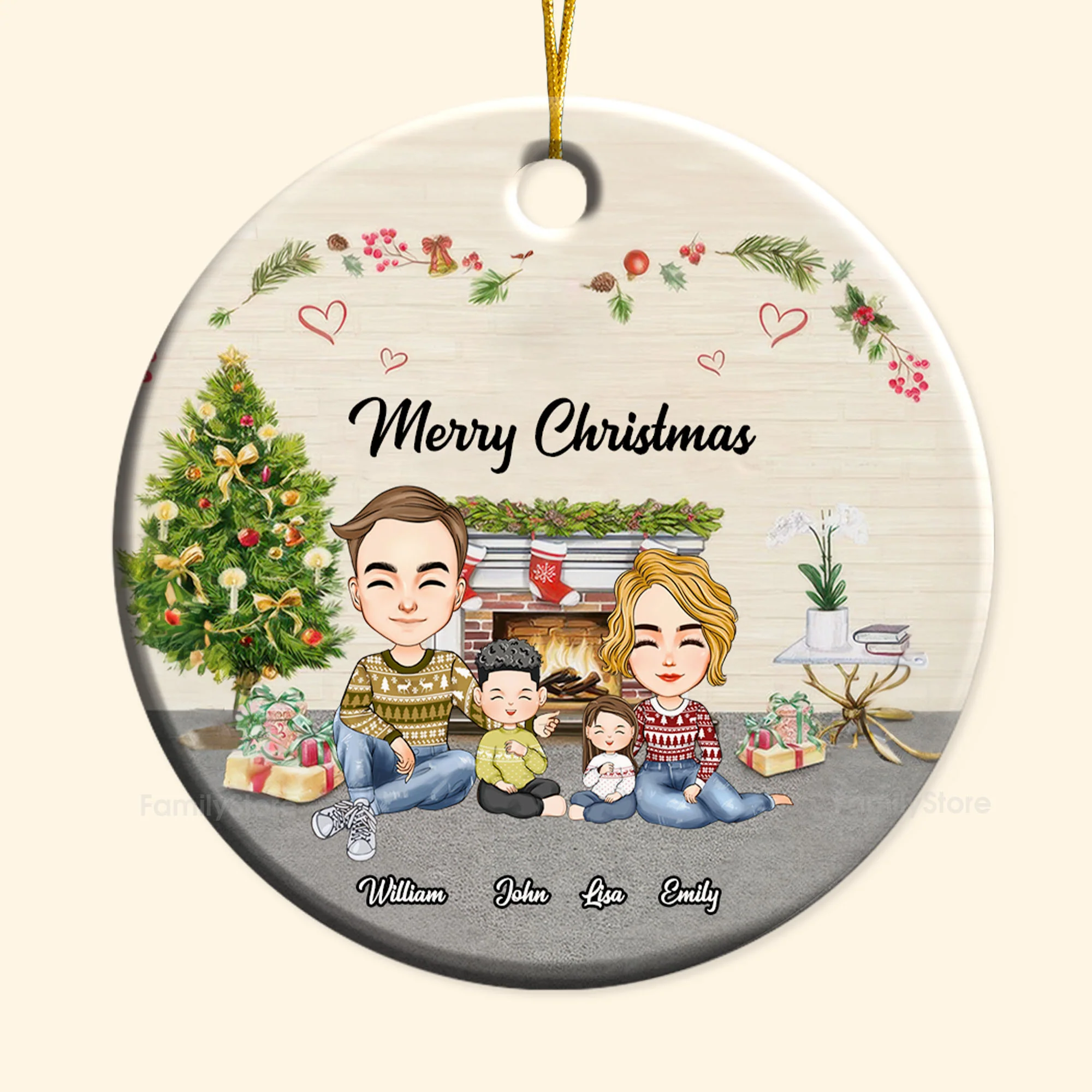 You And Me And Our Family - Gift For Family - Personalized Ceramic Ornament NA94 - Image 6