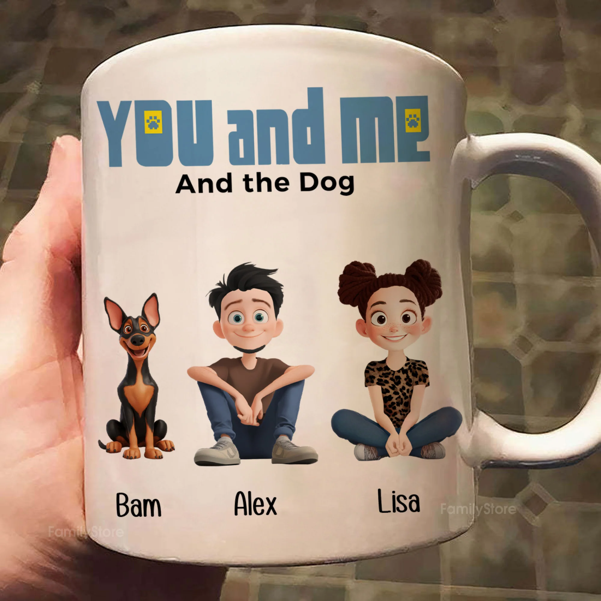 You And Me For Dog Parents Cartoon Pet - Personalized Mug - Gift for Pet Owners, Dog Lovers, Dog Dad, Dog Mom | CLP15 NH96 - Image 2
