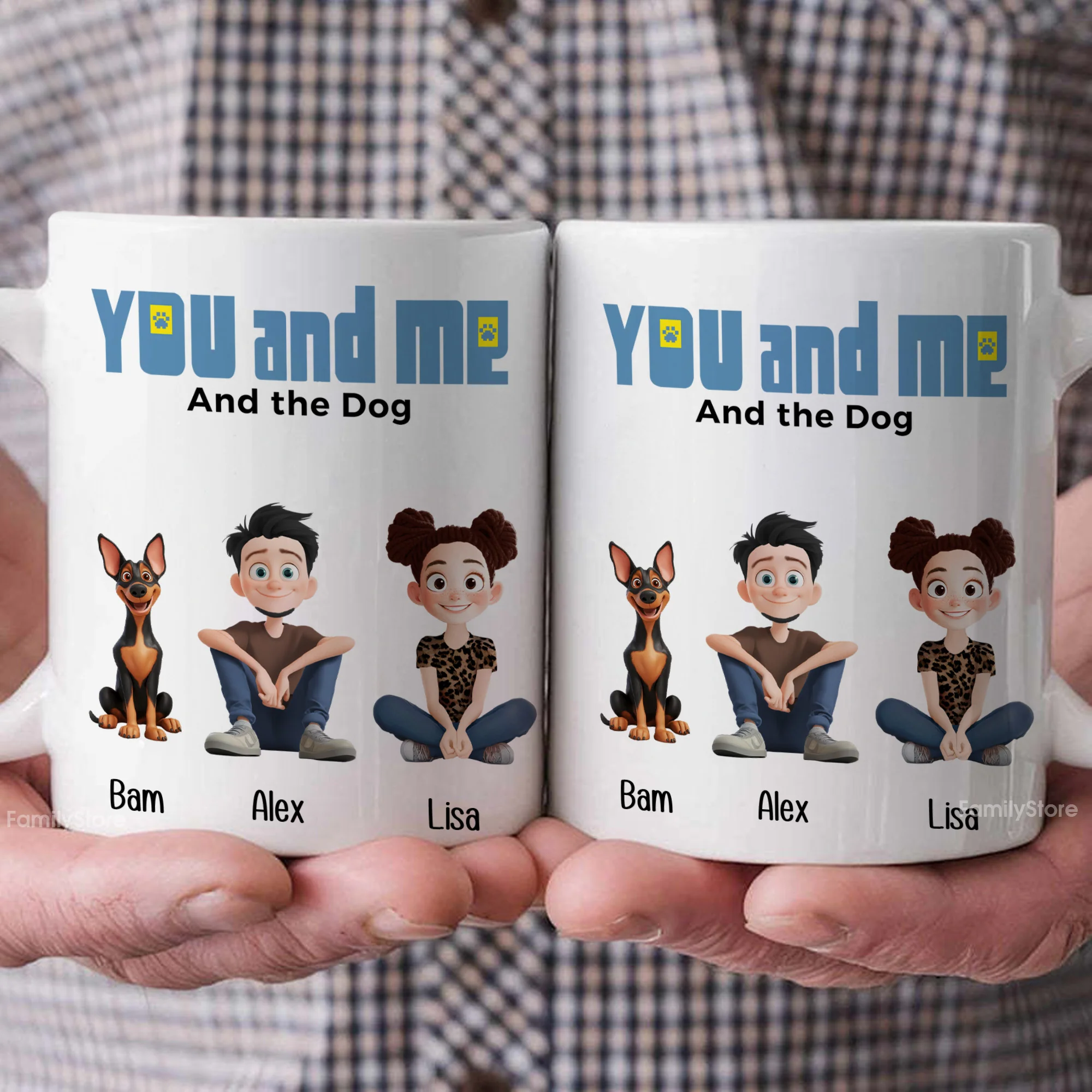 You And Me For Dog Parents Cartoon Pet - Personalized Mug - Gift for Pet Owners, Dog Lovers, Dog Dad, Dog Mom | CLP15 NH96 - Image 3