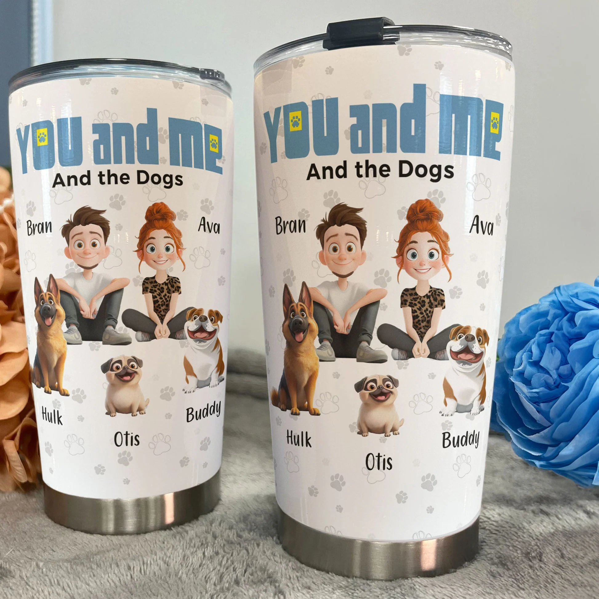 You And Me We Are Pet Parents Cartoon Pet - Personalized Tumbler Cup - Gift for Pet Owners, Pet Lovers, Dog Mom, Cat Mom | CLP15 NH96
