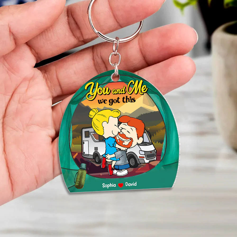 You and Me, We Got This Camping Peanut Couple - Personalized Keychain - Anniversary, Loving Gifts For Couples, Husband, Wife, Camping Lovers | GR8 NH96 - Image 2