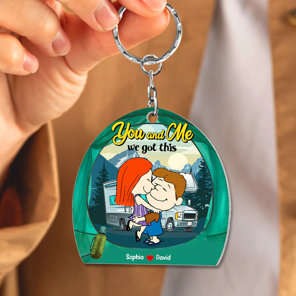 You and Me, We Got This Camping Peanut Couple - Personalized Keychain - Anniversary, Loving Gifts For Couples, Husband, Wife, Camping Lovers | GR8 NH96 - Image 3