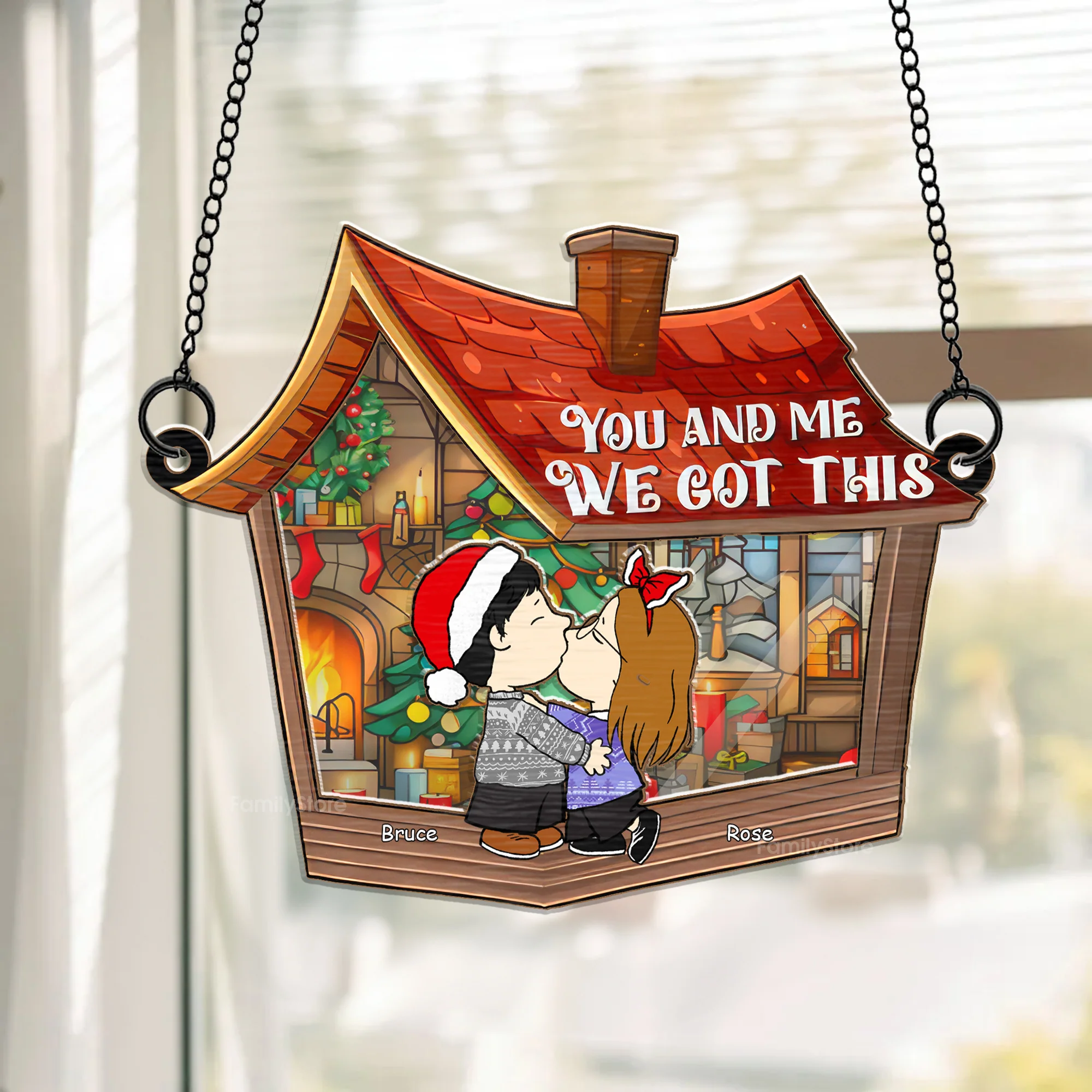 You And Me, We Got This Peanut - Personalized  Window Hanging Window Hanging Suncatcher Ornament - Gift For Couple, Husband Wife - CL45 NH96
