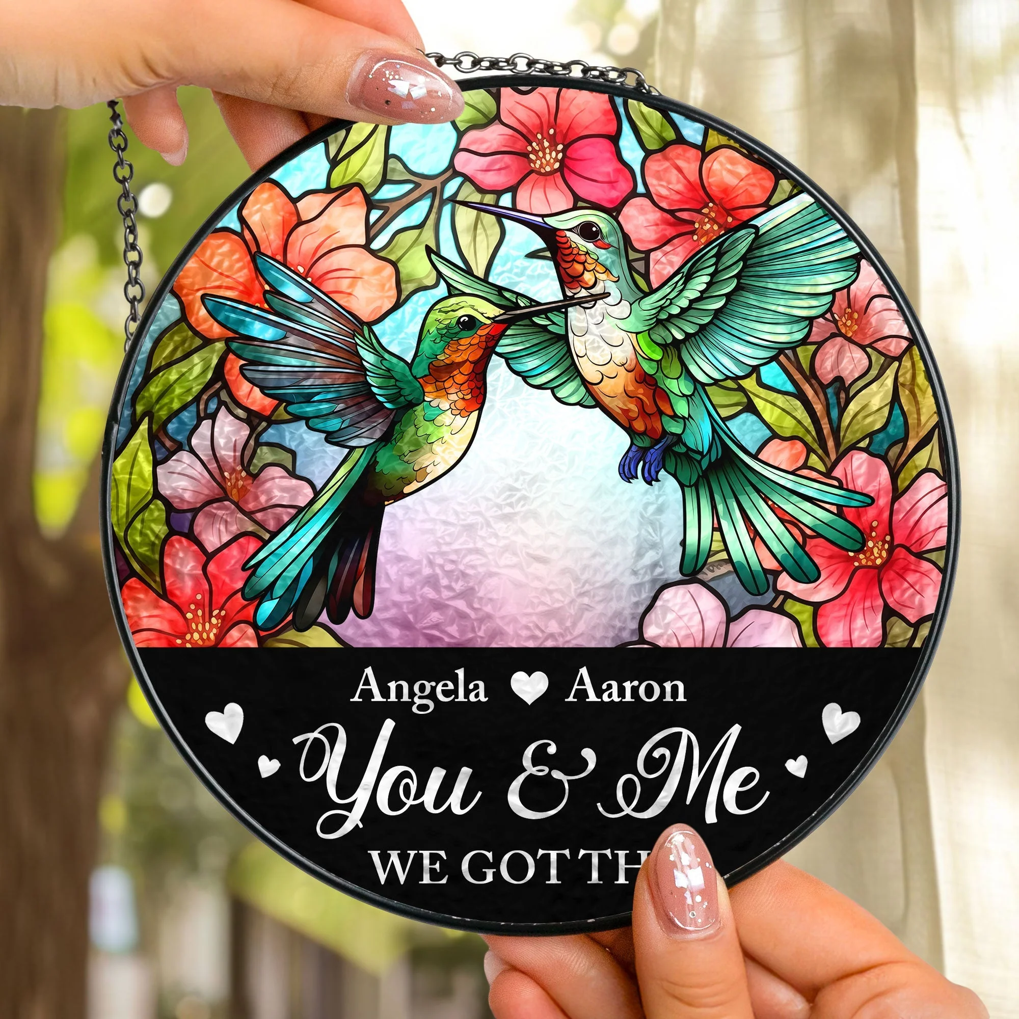 You And Me We Got This - Personalized Stained Glass Window Hanging Suncatcher - Gift For Couples | NA94 - Image 2