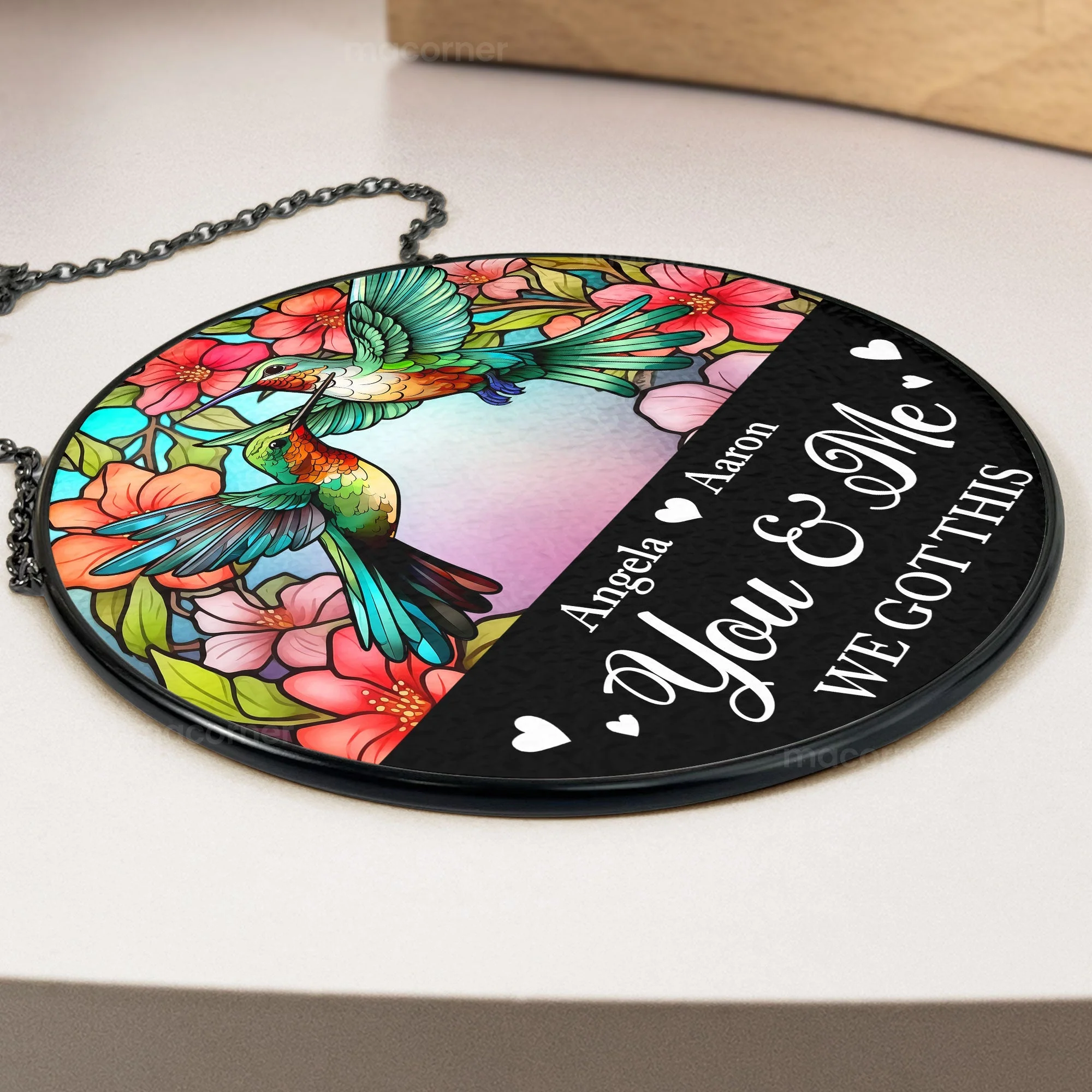 You And Me We Got This - Personalized Stained Glass Window Hanging Suncatcher - Gift For Couples | NA94 - Image 3