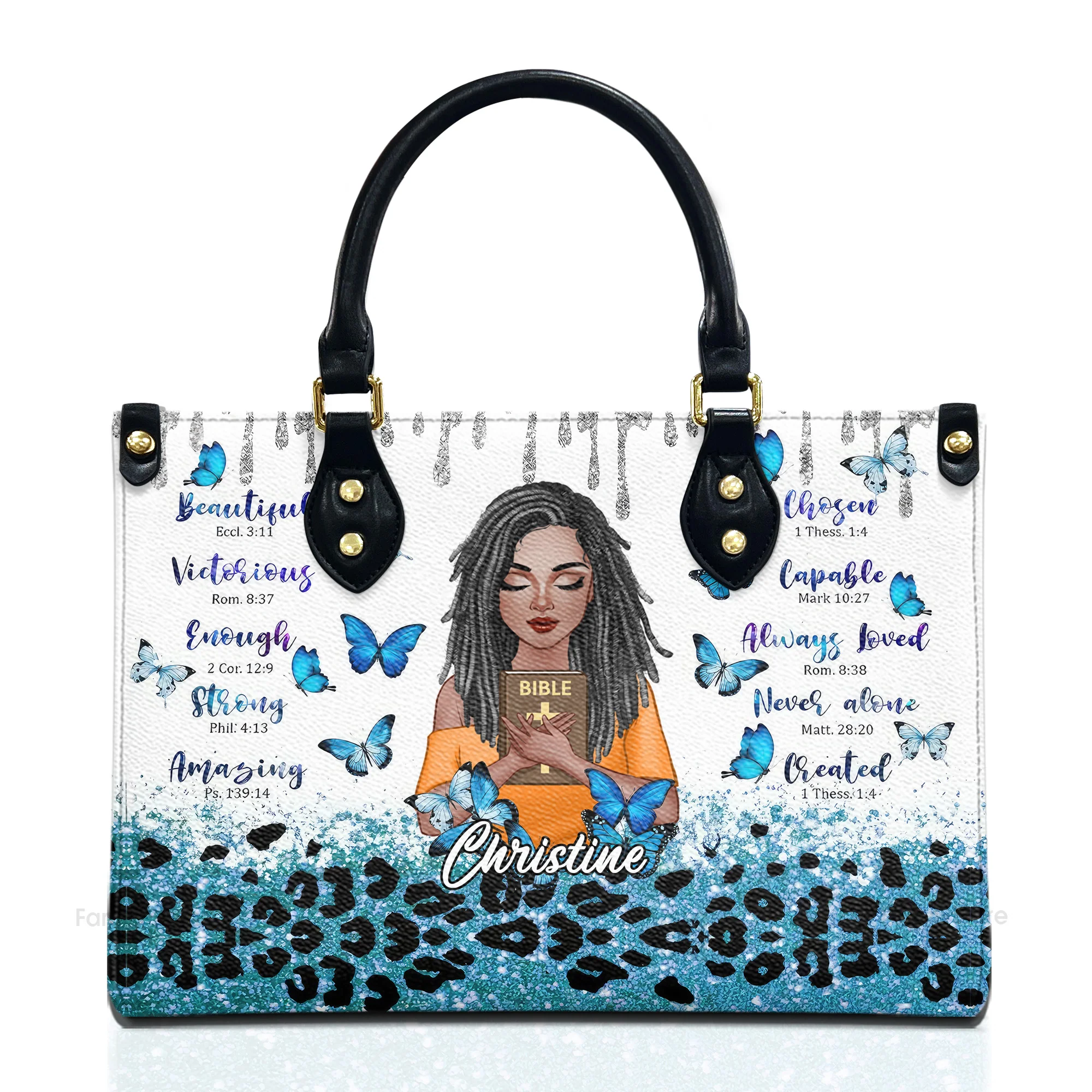 You Are Beautiful Victorious Enough - Personalized Leather Bag - Birthday Gift For Black Woman, Mother, Friend, Sister | CLGOD01 - Image 2