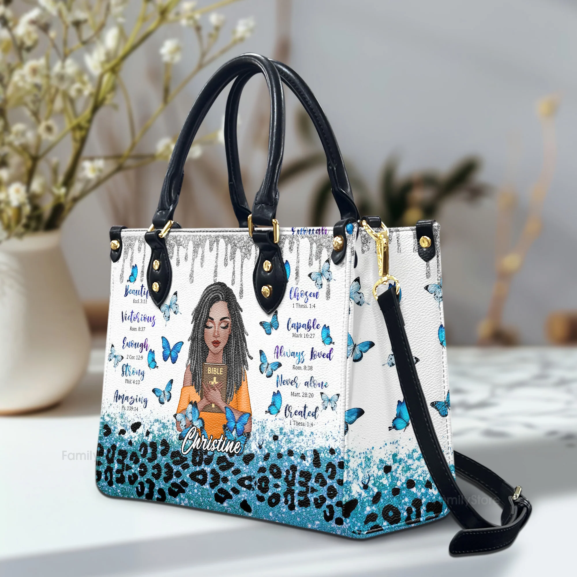 You Are Beautiful Victorious Enough - Personalized Leather Bag - Birthday Gift For Black Woman, Mother, Friend, Sister | CLGOD01 - Image 3