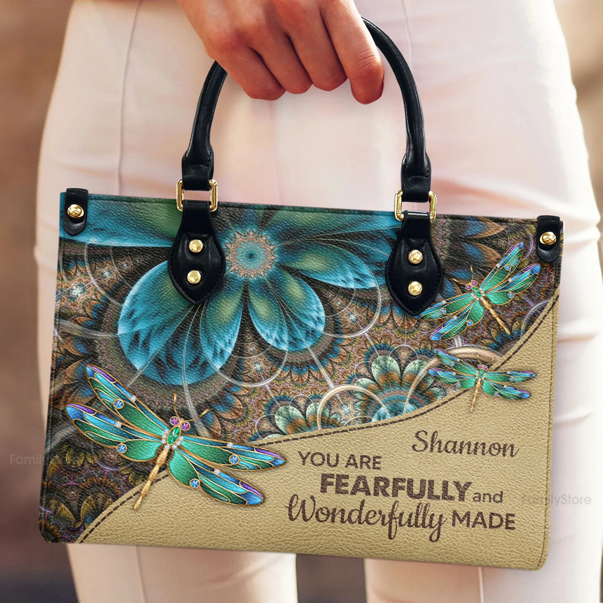 You Are Fearfully And Wonderfully Made - Beautiful Personalized Leather Handbag - AT4081466 - Image 4