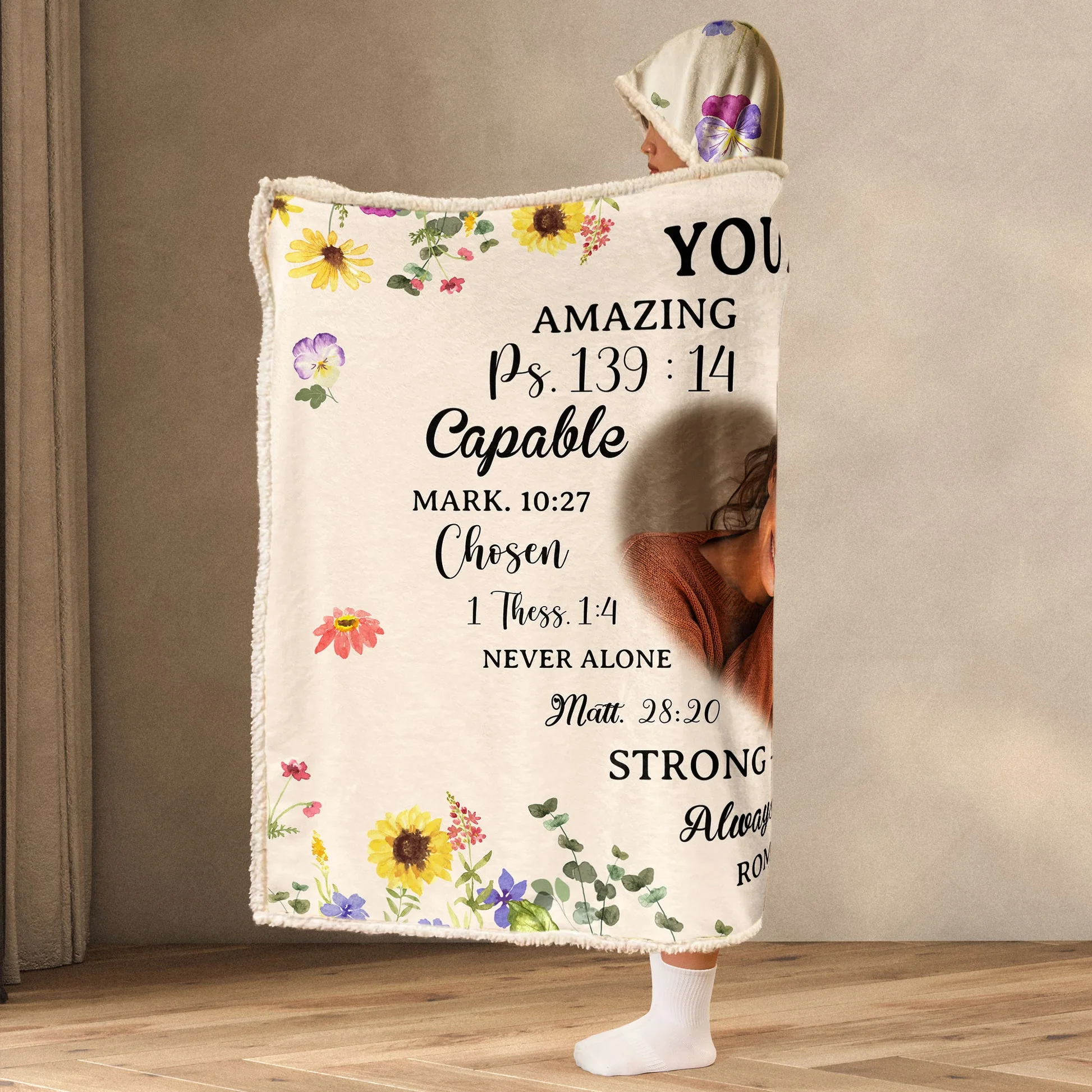 You Are Loved Affirmation- Personalized Wearable Hooded Blanket - Gift For Giftfriend, Bestie, Wife, For Me Gift NA94 - Image 3