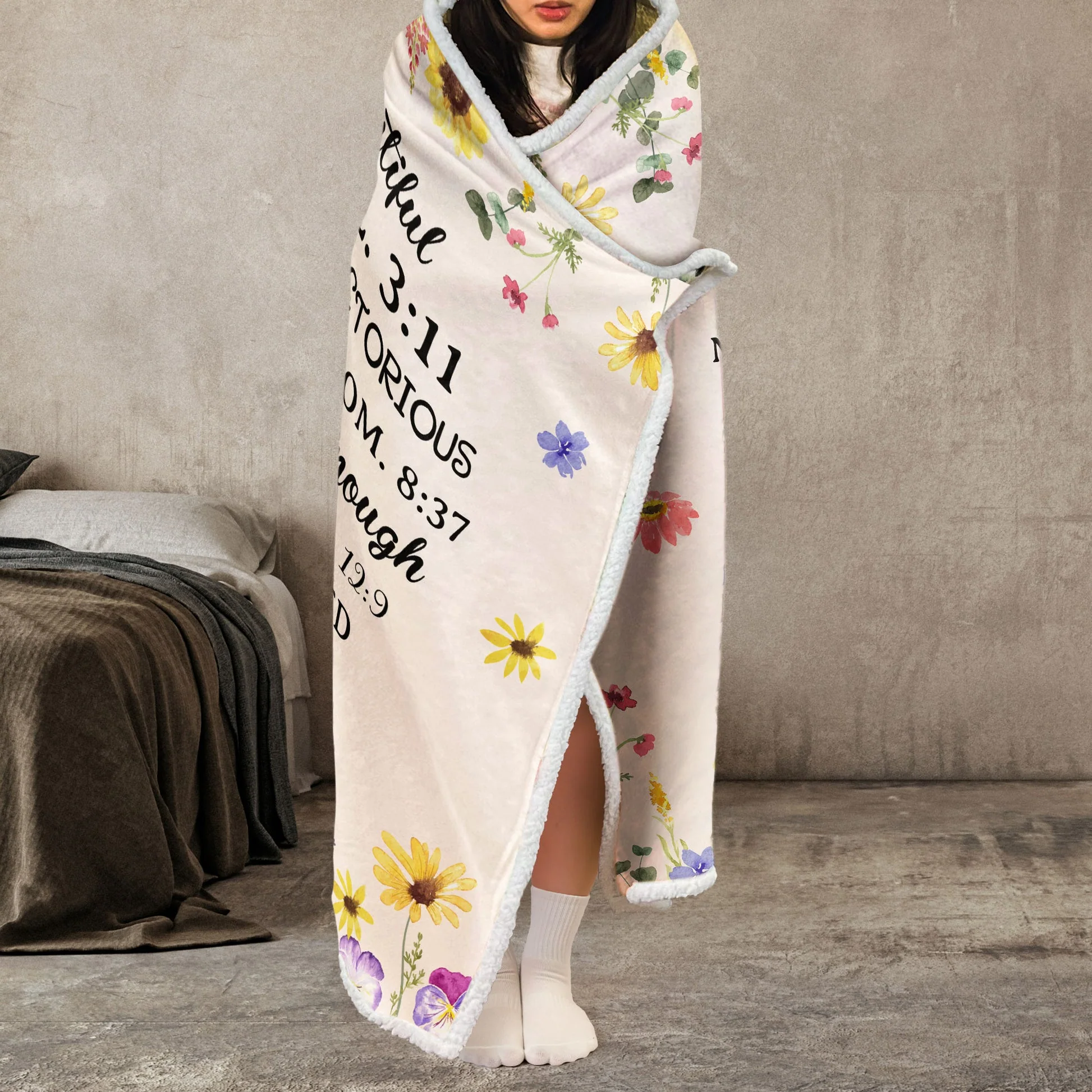 You Are Loved Affirmation- Personalized Wearable Hooded Blanket - Gift For Giftfriend, Bestie, Wife, For Me Gift NA94 - Image 4