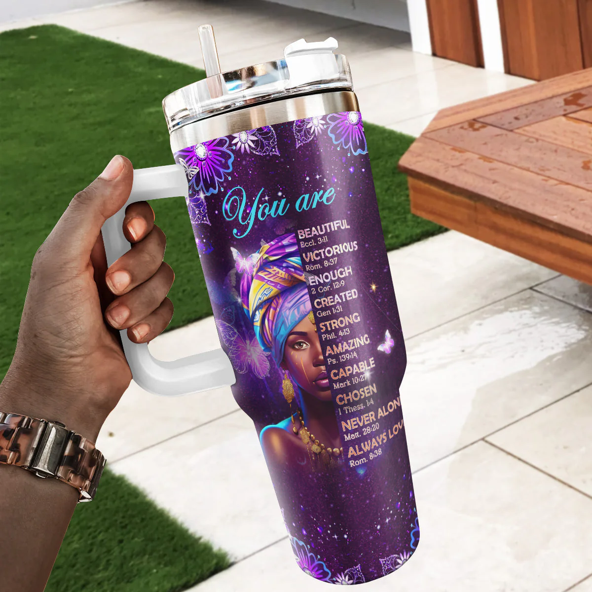 You Are Loved Bible Verse  - Personalized Stainless Steel Tumbler - Gift For Black Women HD95 - Image 4