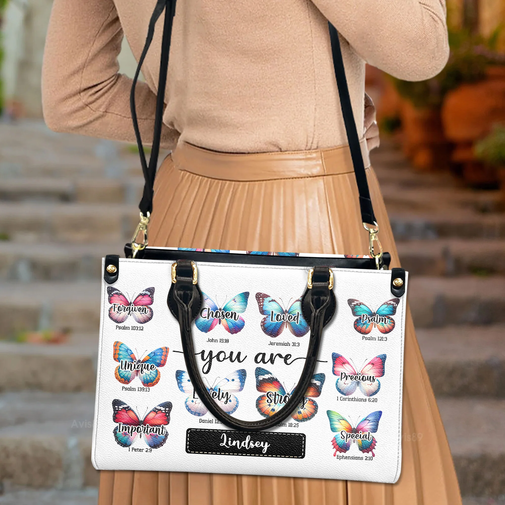 You Are - Scripture Gifts For Women Of God - Personalized Leather Handbag With Handle - AT4081240 - Image 3