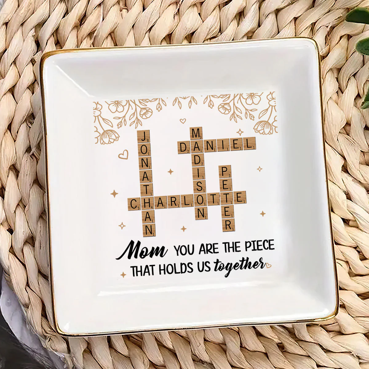 You Are The Piece That Holds Us Together - Personalized Jewelry Dish - Gift For Mom, Mothers Day - NA94 - Image 3