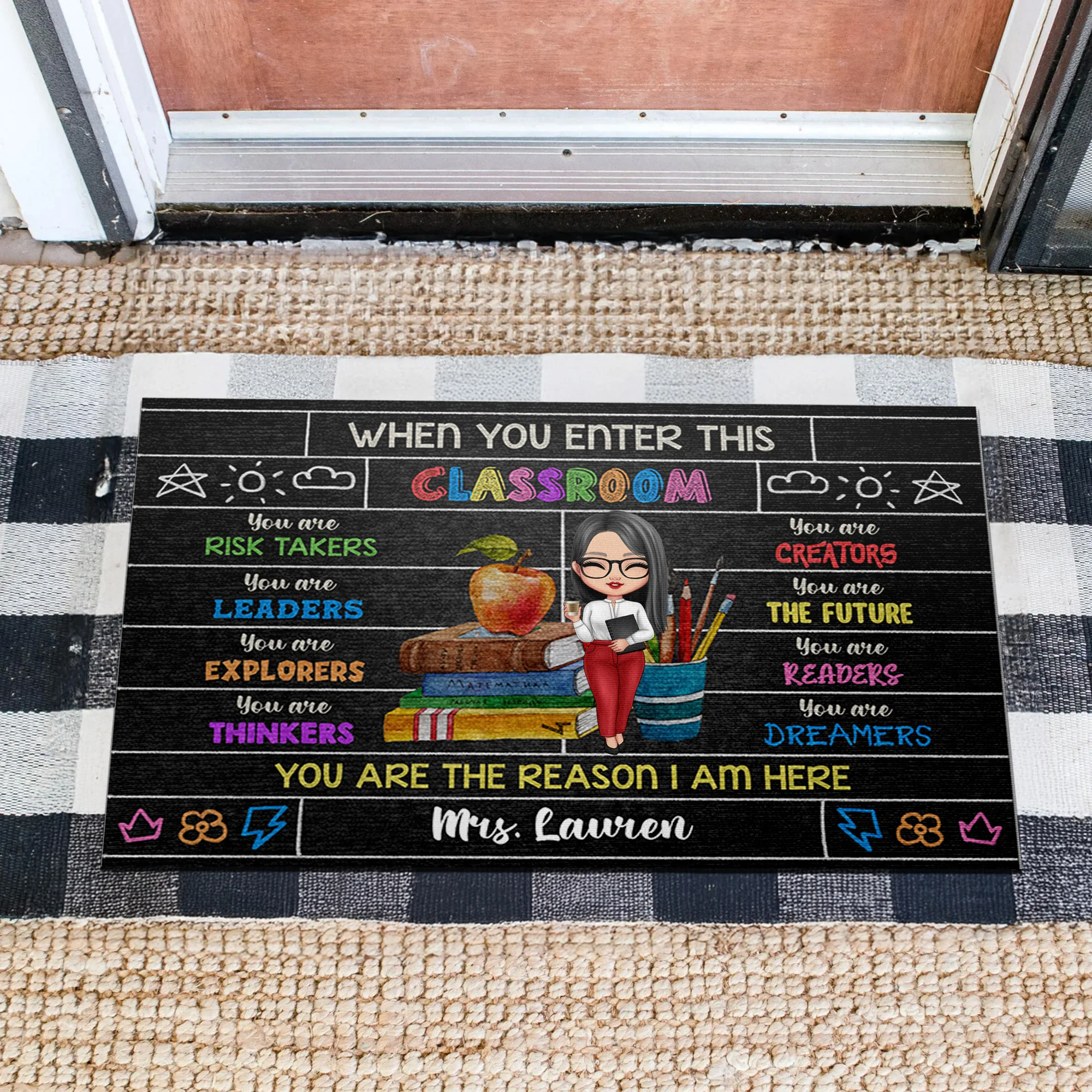 You Are The Reason I Am Here Custom Teacher Decor - Personalized Doormat | CLTC01 TD118 - Image 2