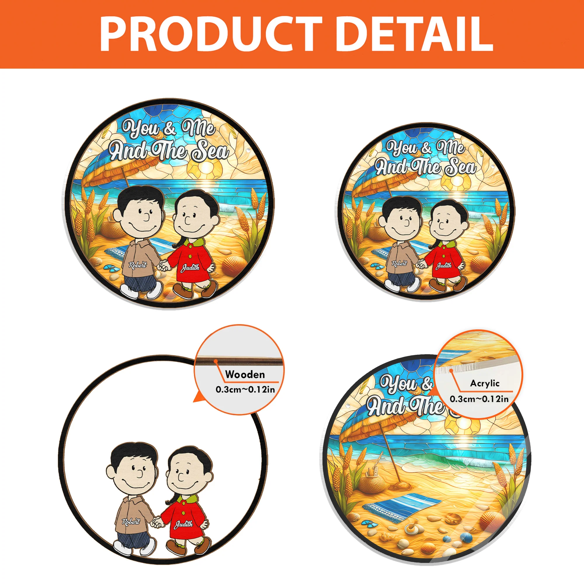 You Me And The Sea Peanut - Personalized Window Hanging Suncatcher Ornament - Gift For Couple, Husband Wife | CL43 NH96 - Image 4