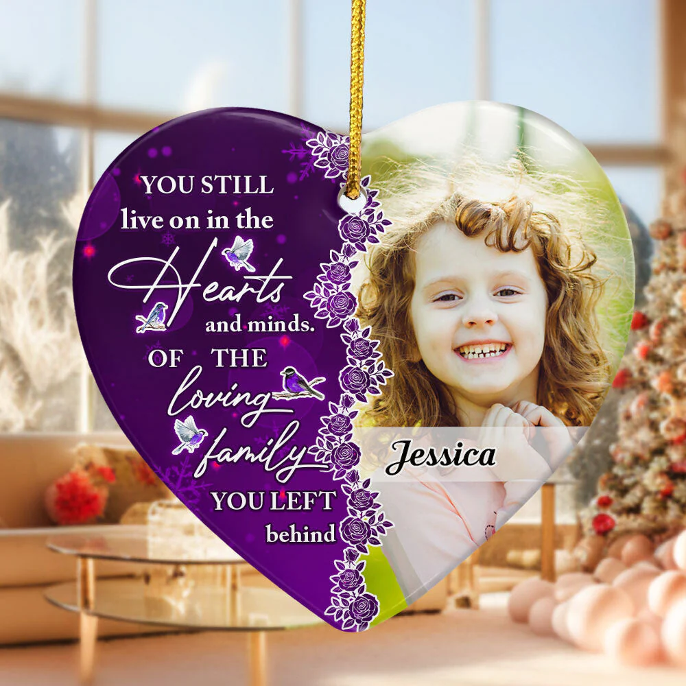 You Still Live On In The Hearts And Minds - Personalized Ceramic Photo Ornament PT - Image 4