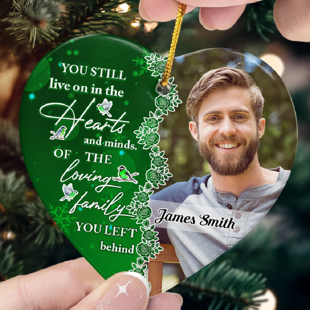 You Still Live On In The Hearts And Minds - Personalized Ceramic Photo Ornament PT - Image 5