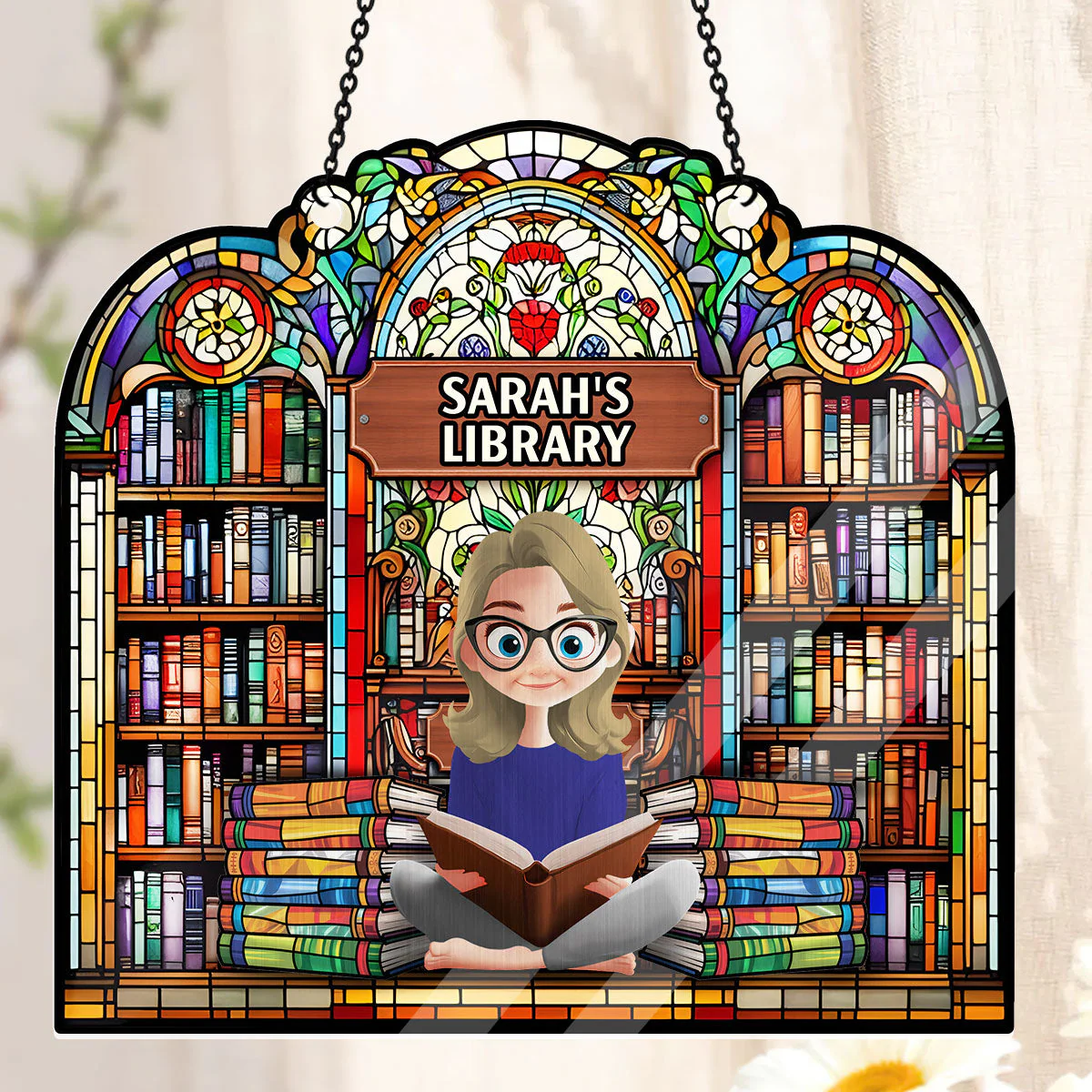Your Library - Personalized Window Hanging Suncatcher | CLB2 - Image 3
