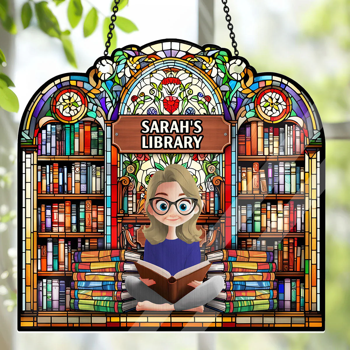 Your Library - Personalized Window Hanging Suncatcher | CLB2 - Image 4