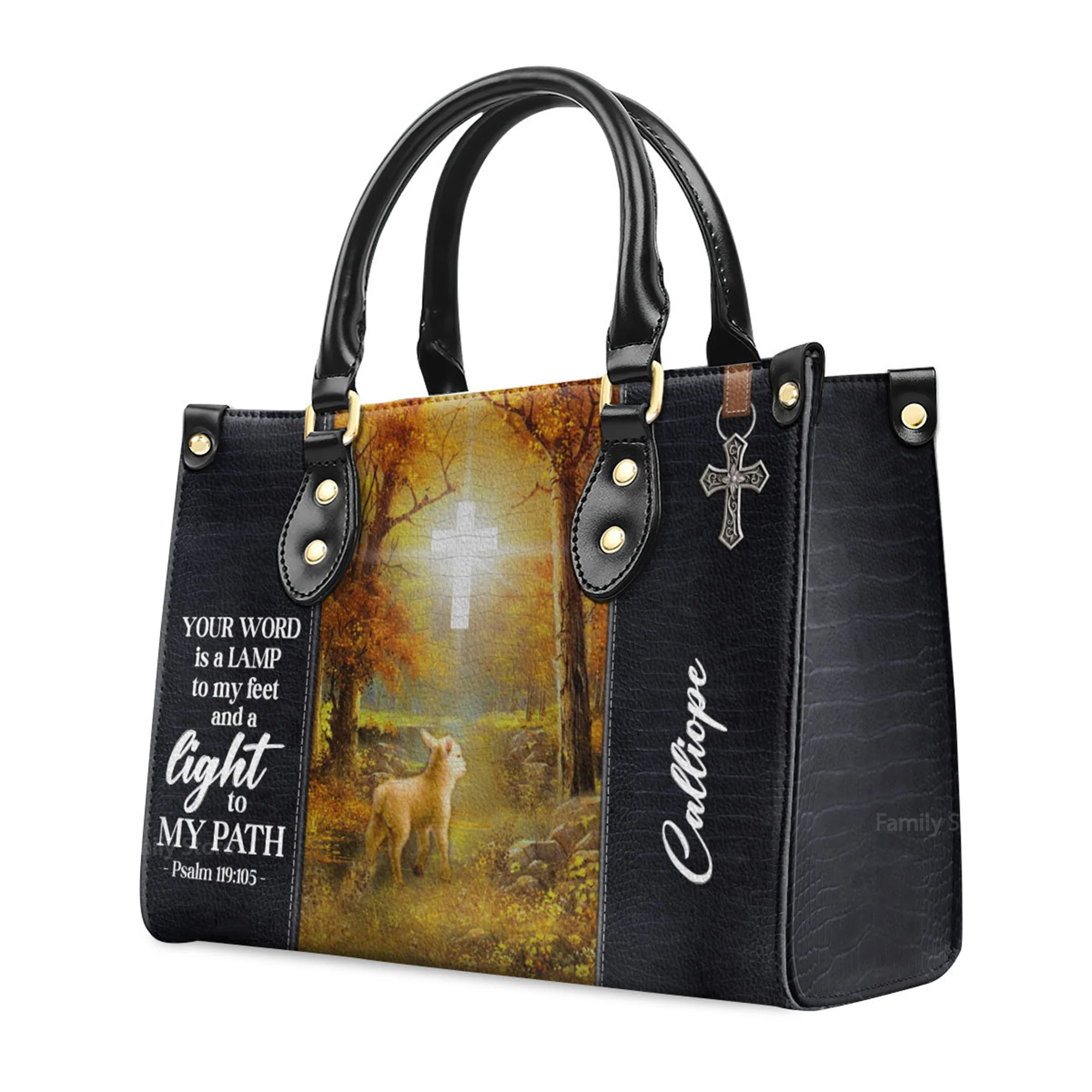 Your Word Is A Lamp To My Feet And A Light To My Path - Personalized Leather Handbag With Handle - AT4081408 - Image 3