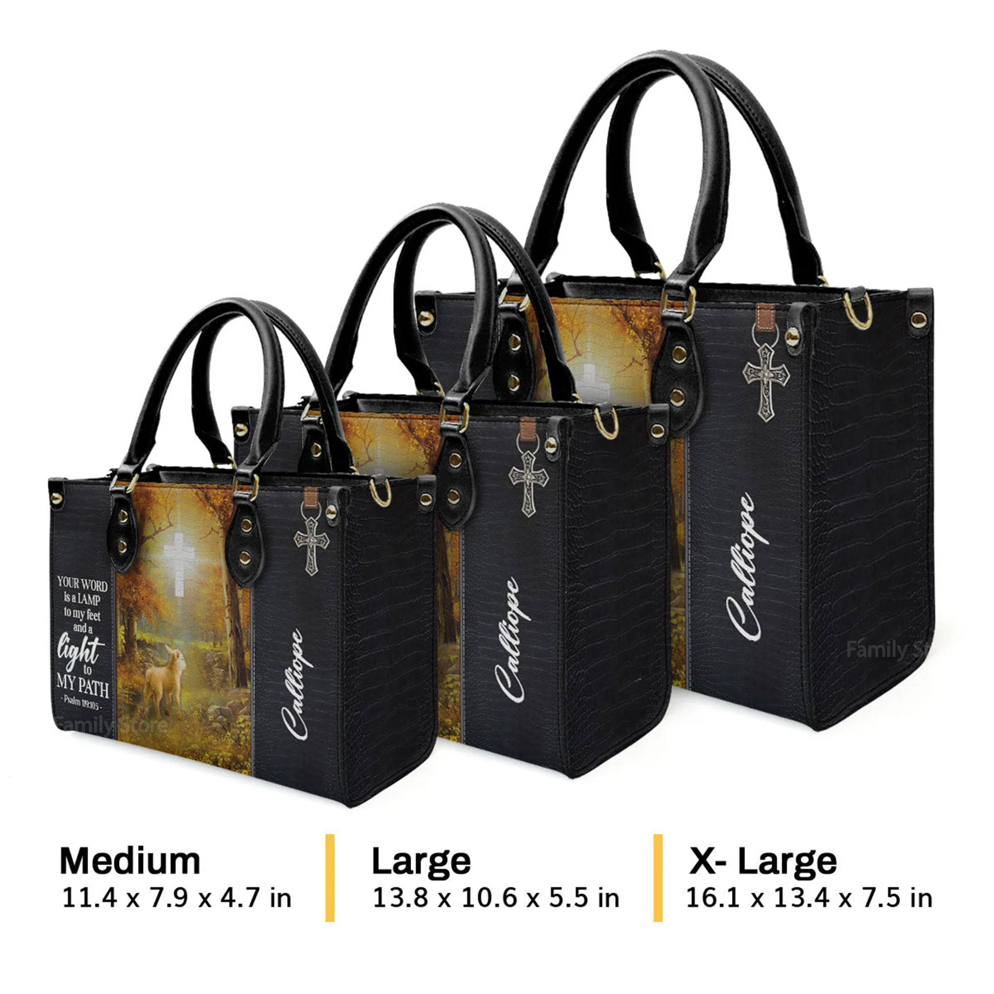 Your Word Is A Lamp To My Feet And A Light To My Path - Personalized Leather Handbag With Handle - AT4081408 - Image 4
