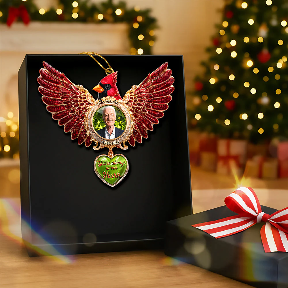 You're Always In Our Hearts - Personalized Cardinal Acrylic Ornament - Christmas Gift For Family, Memorial Human HH01 - Image 4