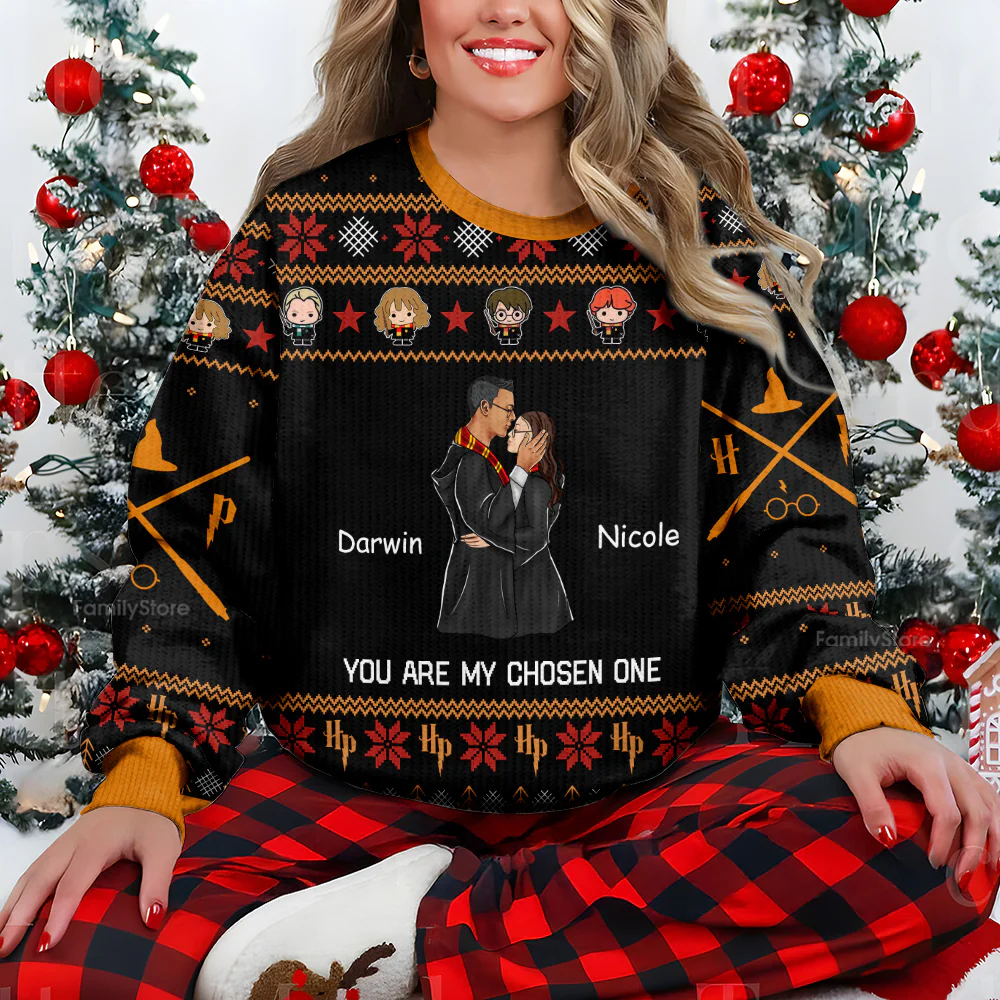 You're My Chosen One Wizard And Witch - Personalized Ugly Sweater - Gift For Couple, Husband Wife, Anniversary CL20 NH96 - Image 2