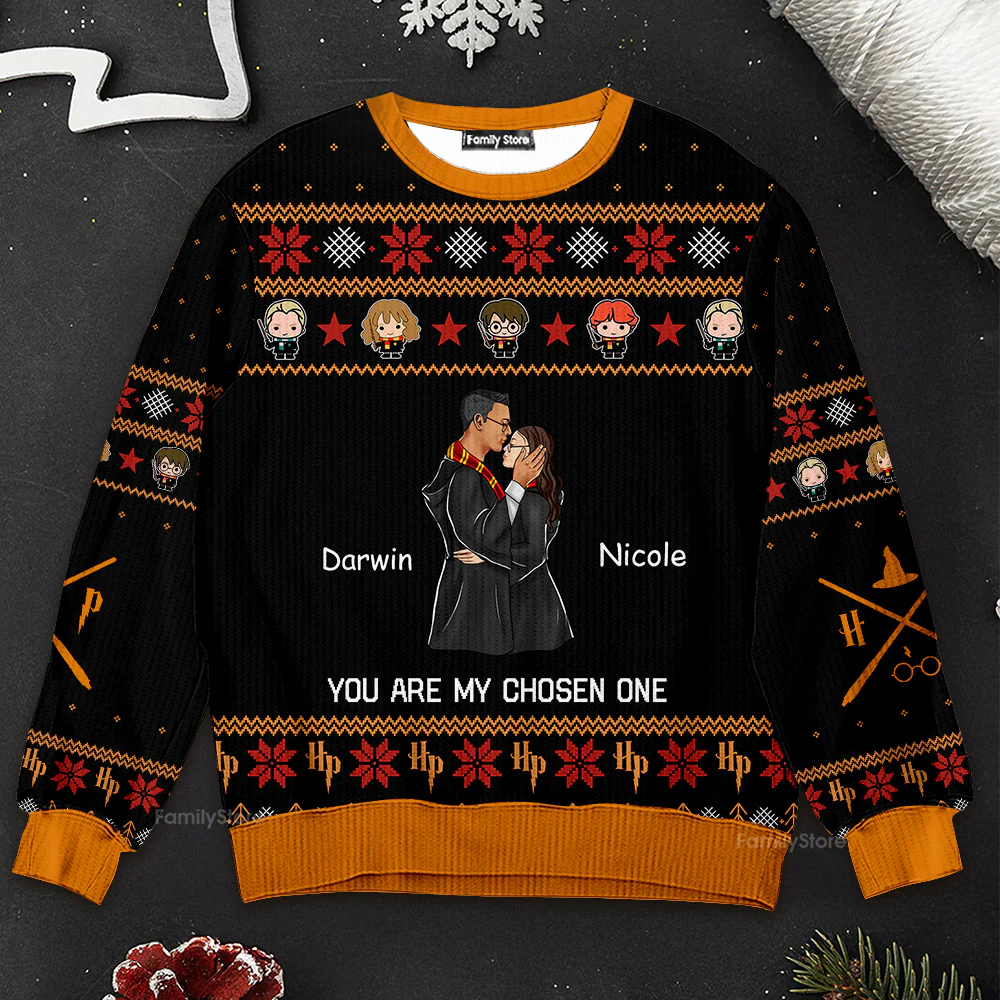 You're My Chosen One Wizard And Witch - Personalized Ugly Sweater - Gift For Couple, Husband Wife, Anniversary CL20 NH96 - Image 4