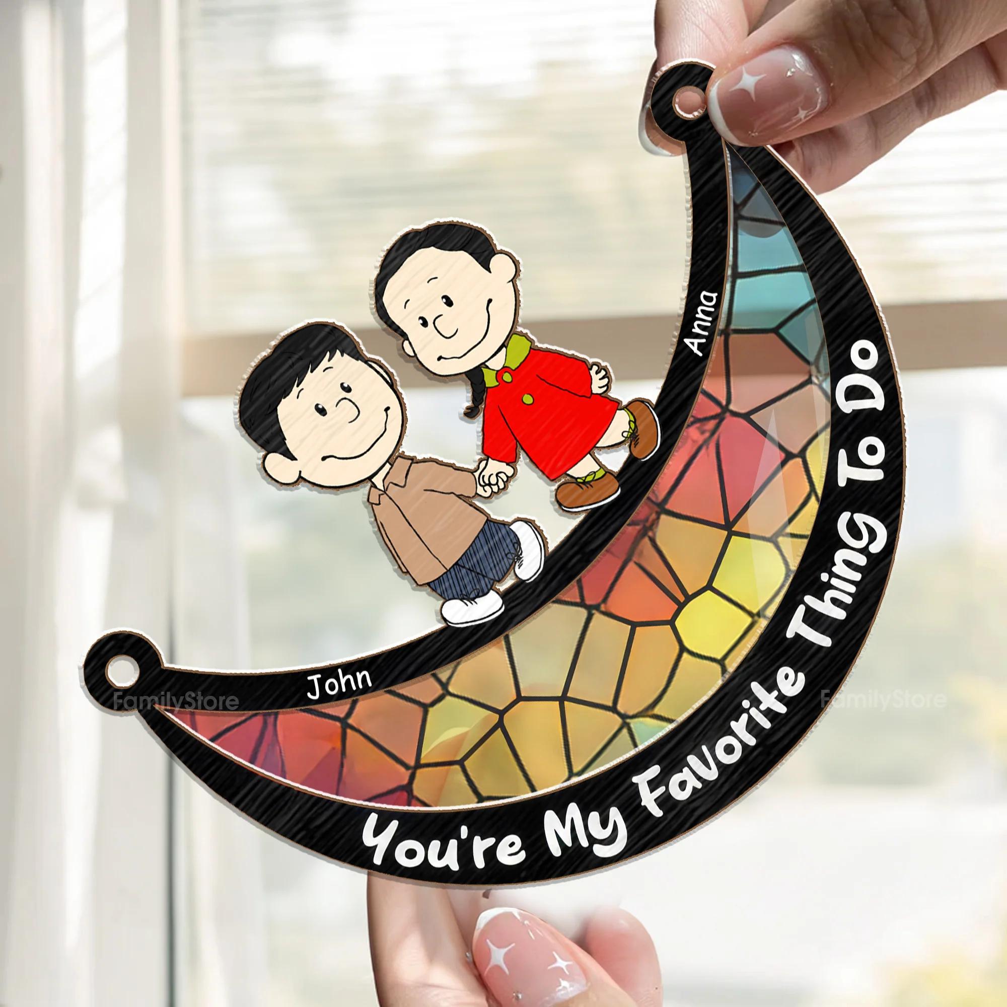 You're My Favorite Thing To Do Peanut - Personalized  Window Hanging Window Hanging Suncatcher Ornament - Gift For Couple, Husband Wife - CL43 NH96 - Image 2