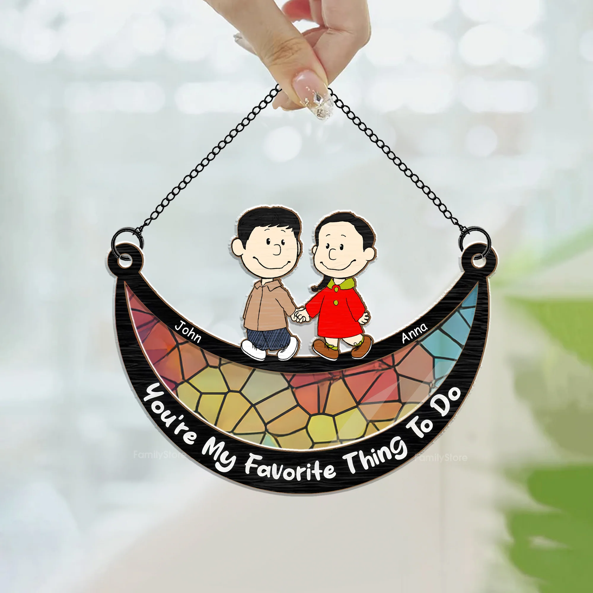 You're My Favorite Thing To Do Peanut - Personalized  Window Hanging Window Hanging Suncatcher Ornament - Gift For Couple, Husband Wife - CL43 NH96 - Image 3