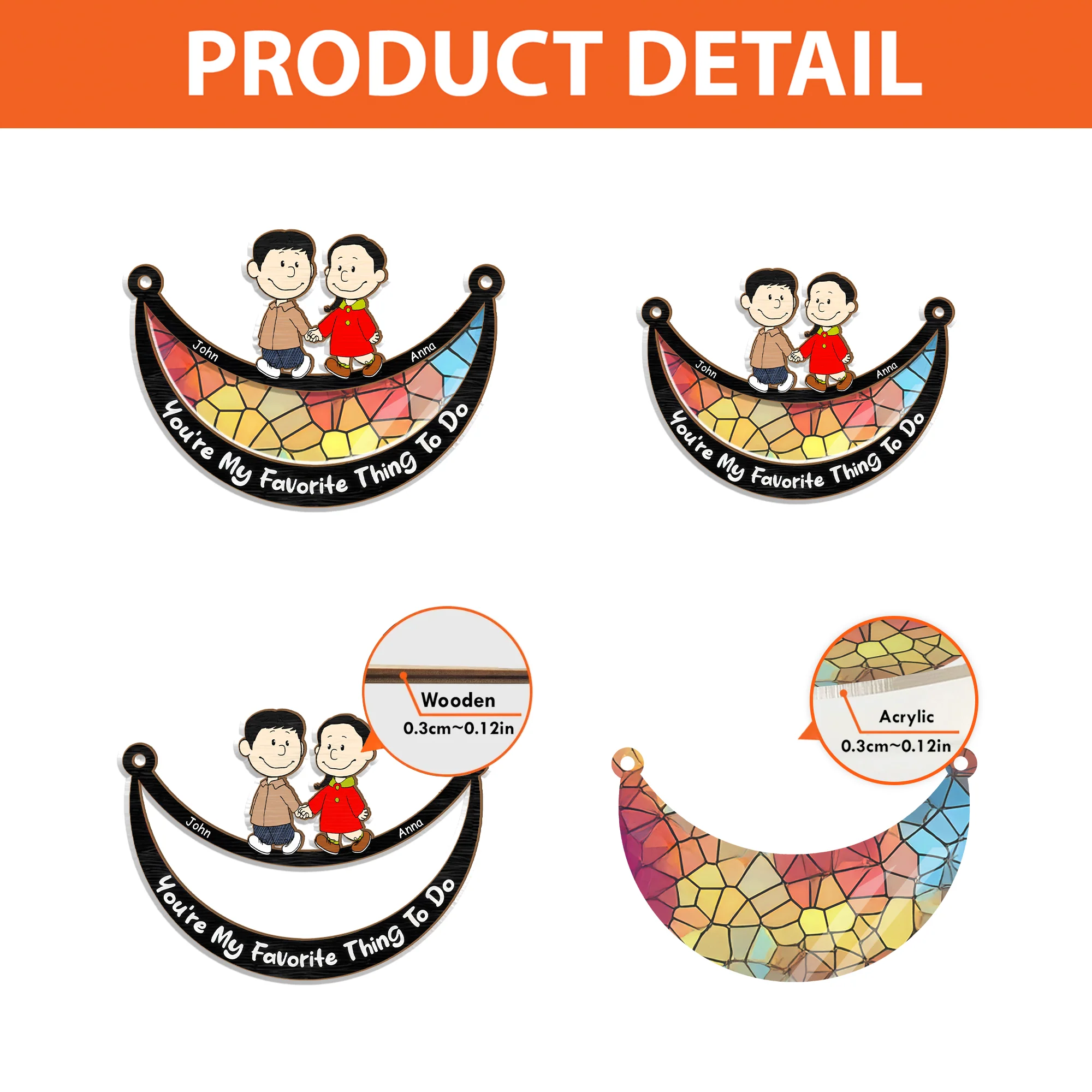 You're My Favorite Thing To Do Peanut - Personalized  Window Hanging Window Hanging Suncatcher Ornament - Gift For Couple, Husband Wife - CL43 NH96 - Image 4