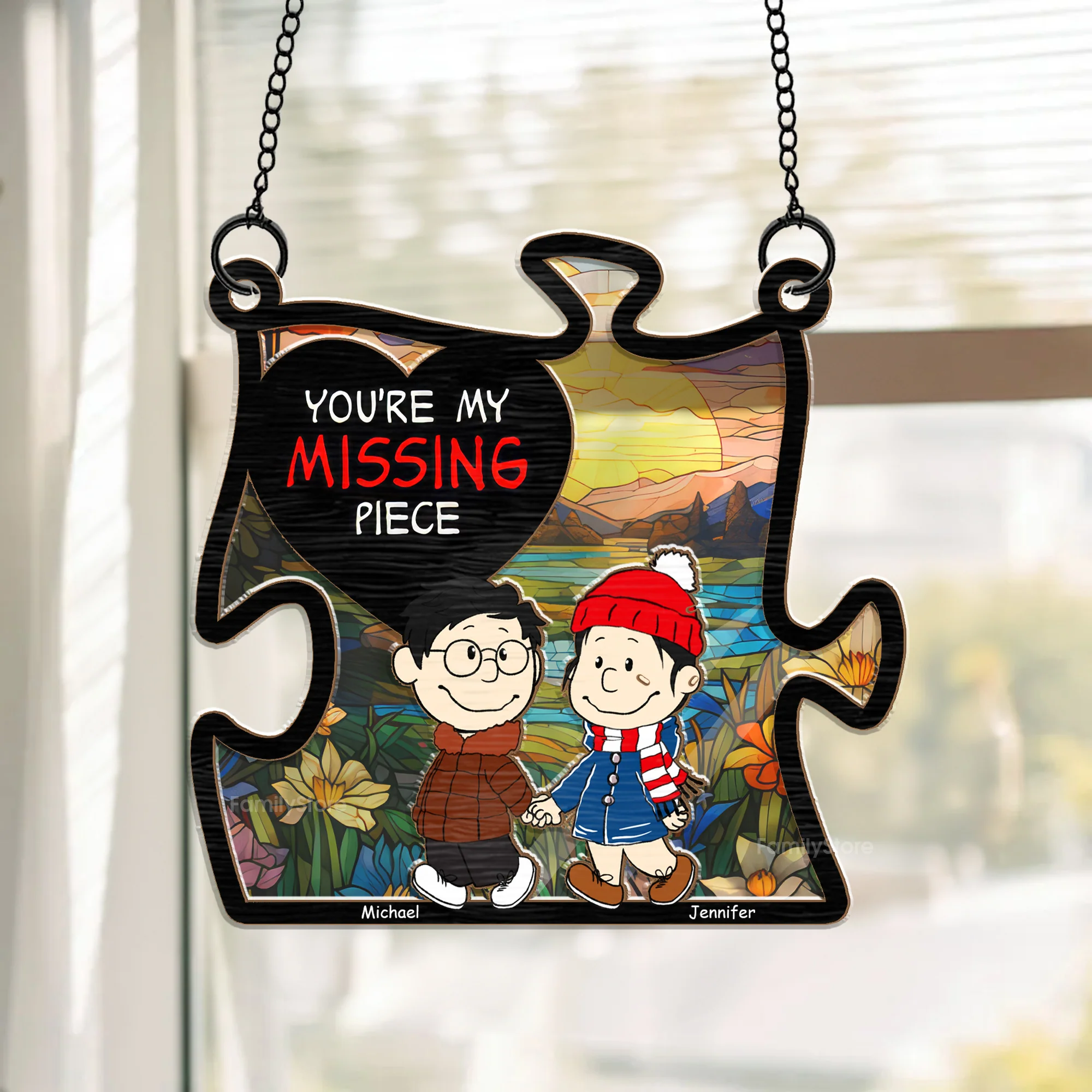 You're My Missing Piece - Personalized Window Hanging Window Hanging Suncatcher Ornament - Gift For Couple, Husband Wife - CL43 NH96